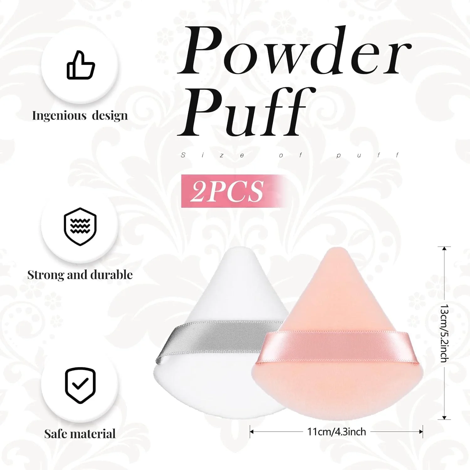 2 عدد پد مثلثی پودر، پد پودر، پد آرایشی، اسفنج پودر پنبه ای، اسفنج های مثلثی قابل استفاده مجدد با بند، برای پودر فیکس، لوازم آرایشی، کرم پودر، آرایش مرطوب و خشک (سفید، رنگ بدن)
