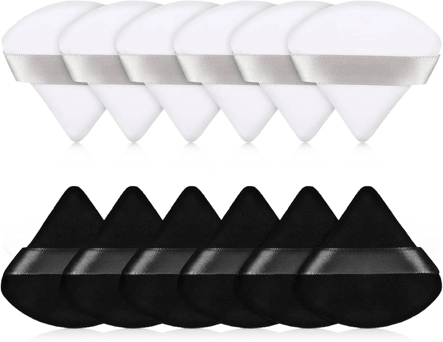 پد آرایشی مثلثی پودر صورت 12 عددی، مناسب برای پودر فیکس، پودر تثبیت کننده، پد مخملی کرم پودر، ابزار آرایشی اسفنجی، سیاه و سفید