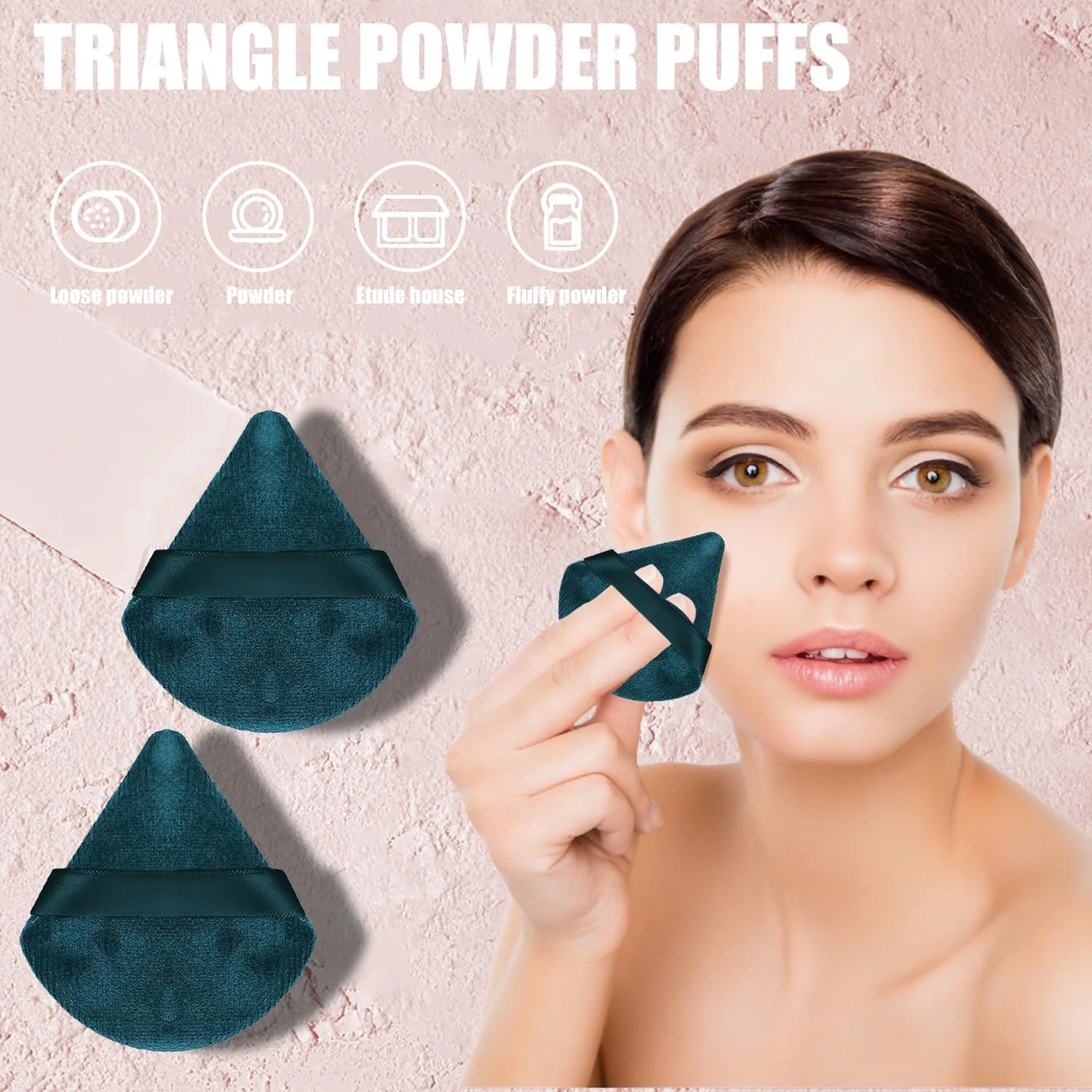 پدهای مثلثی آرایشی نرم و لطیف برای صورت، 30 عددی، سبز مایل به سیاه