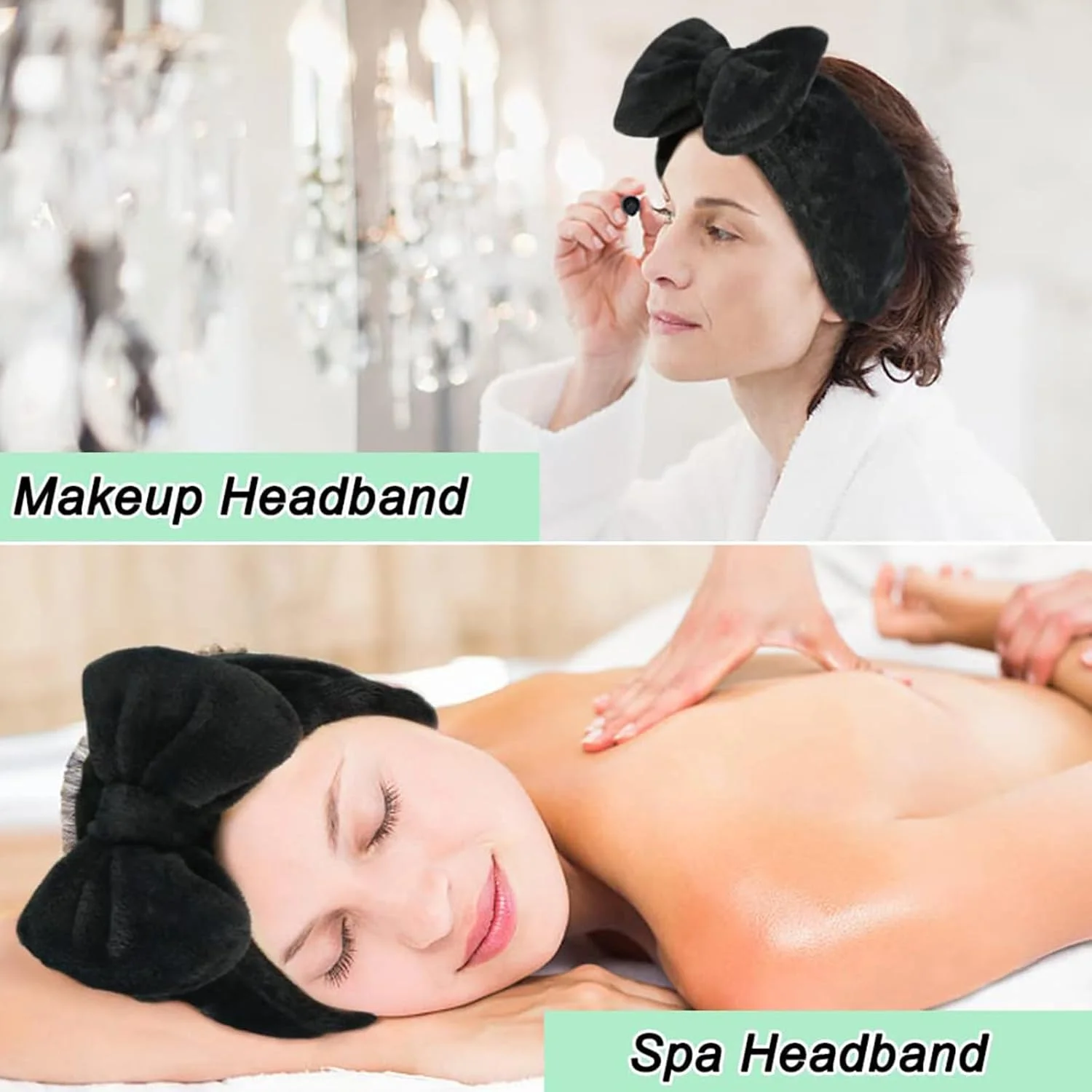 ست 15 تکه پد پودر آرایشی مثلثی صورت، هدبند و مچ بند شستشو و آرایش، پد مخملی پودر فیکس، اسفنج مخلوط کن کرم پودر، ابزار آرایشی مشکی