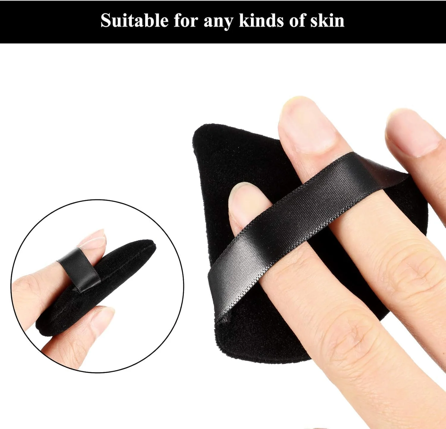 پد آرایشی مثلثی 12 عددی برای پودر صورت، پد نرم و قابل شستشو برای بدن، اسفنج چندبار مصرف برای کرم پودر، پودر معدنی، ابزار آرایشی مرطوب و خشک (مشکی، کوچک)