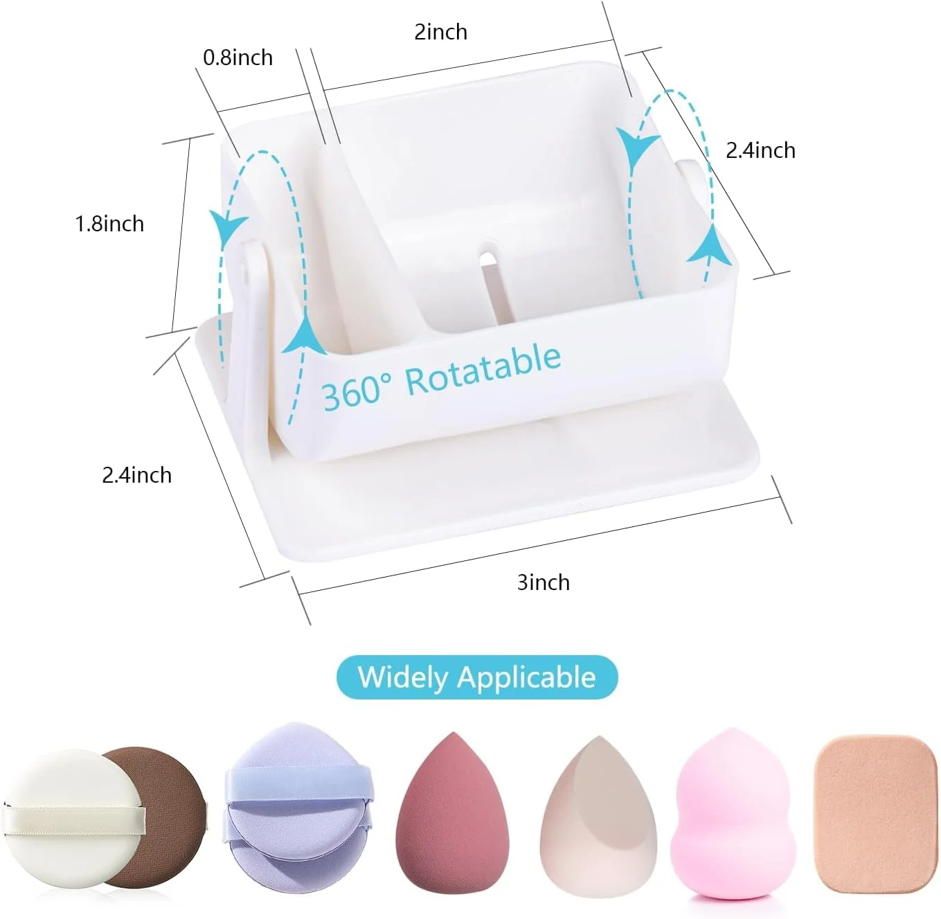 جا اسفنجی آرایشی NimbusNote، محفظه نگهدارنده اسفنج آرایشی با قابلیت چرخش 360 درجه، استند خشک کن پد آرایشی، جعبه محافظ پد تخم مرغی، مناسب برای میز آرایش و حمام (2 عدد) جا اسفنجی آرایشی NimbusNote، محفظه نگهدارنده اسفنج آرایشی با قابلیت چرخش 360 درجه، استند خشک کن پد آرایشی، جعبه محافظ پد تخم مرغی، مناسب برای میز آرایش و حمام (2 عدد)