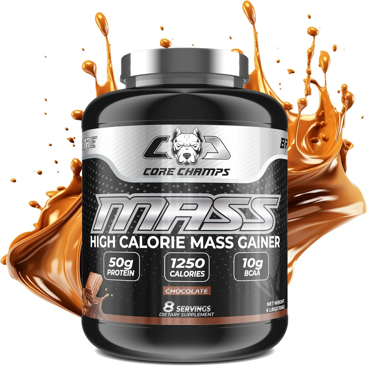 افزایش دهنده وزن CORE CHAMPS MASS: 100% پروتئین بالا برای عضله سازی | پروتئین افزایش وزن | پیشرفت های قدرتی | 1250 کالری | 50 گرم پروتئین | 10 گرم BCAA | 8 سروینگ | افزایش حجم و ریکاوری عضلات | (شکلاتی) 2.72 کیلوگرم