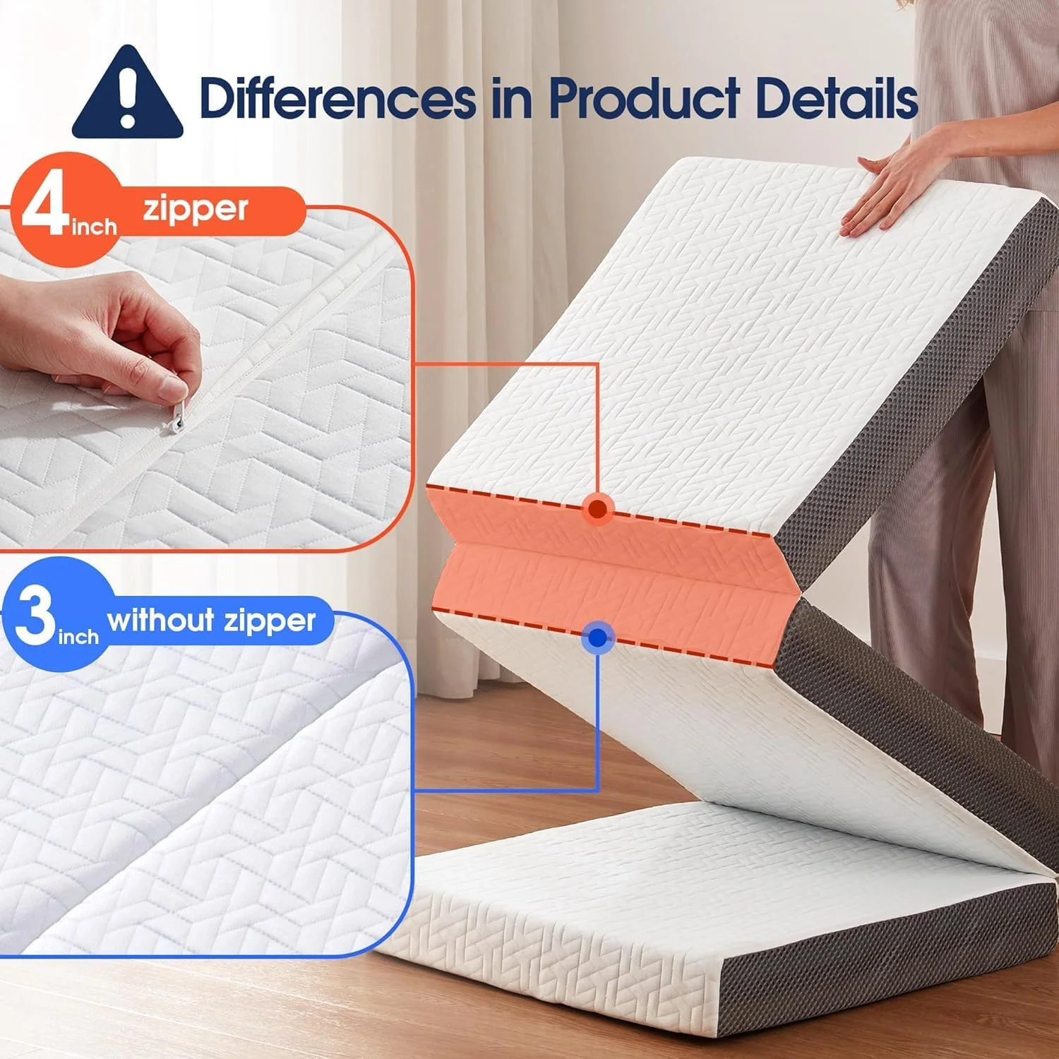 تشک سه تاشو 4 اینچی Home Mart سایز کامل با کیف نگهداری، تشک فوم حافظه دار تاشو تخت مهمان قابل حمل با روکش قابل جابجایی (تک نفره: 190.5 سانتی متر × 63.5 سانتی متر × 10.16 سانتی متر) تشک سه تاشو 4 اینچی Home Mart سایز کامل با کیف نگهداری، تشک فوم حافظه دار تاشو تخت مهمان قابل حمل با روکش قابل جابجایی (تک نفره: 190.5 سانتی متر × 63.5 سانتی متر × 10.16 سانتی متر)