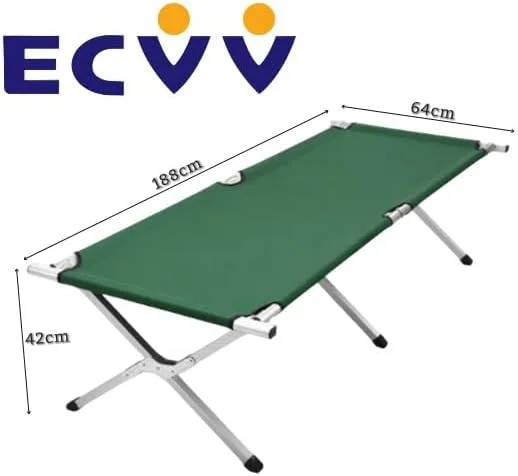 تخت تاشو کمپینگ ECVV® برای بزرگسالان، تخت کمپ قابل حمل، سبک وزن، فوق العاده عریض، تخت خواب مسافرتی برای پیاده روی در فضای باز، باربیکیو، چرت زدن در دفتر، تعطیلات ساحلی | 188*64*42 سانتی متر