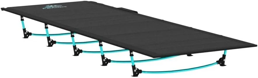 FE Active - Compact folding bed made of full aluminium, ultra-light, comfortable for sleeping, portable camping bed for camping, hiking, trekking, backpacking, designed in California