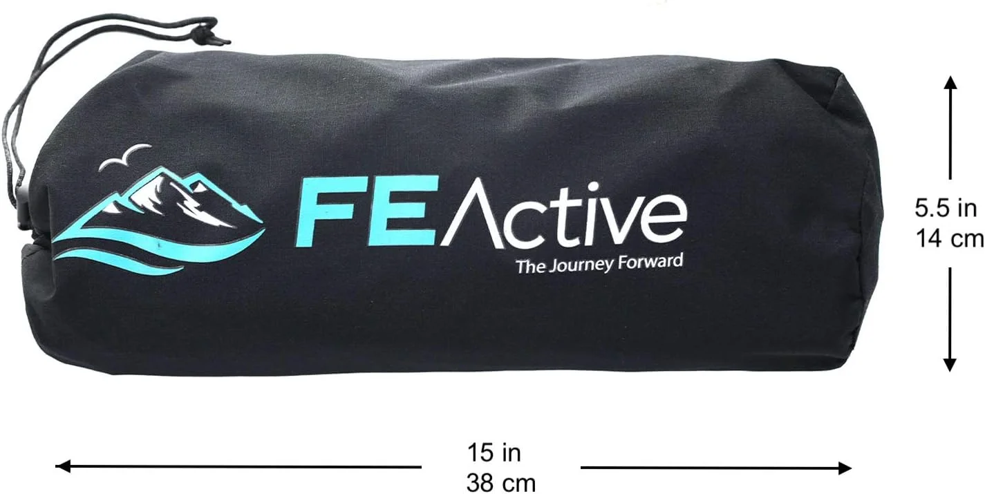 FE Active - Compact folding bed made of full aluminium, ultra-light, comfortable for sleeping, portable camping bed for camping, hiking, trekking, backpacking, designed in California