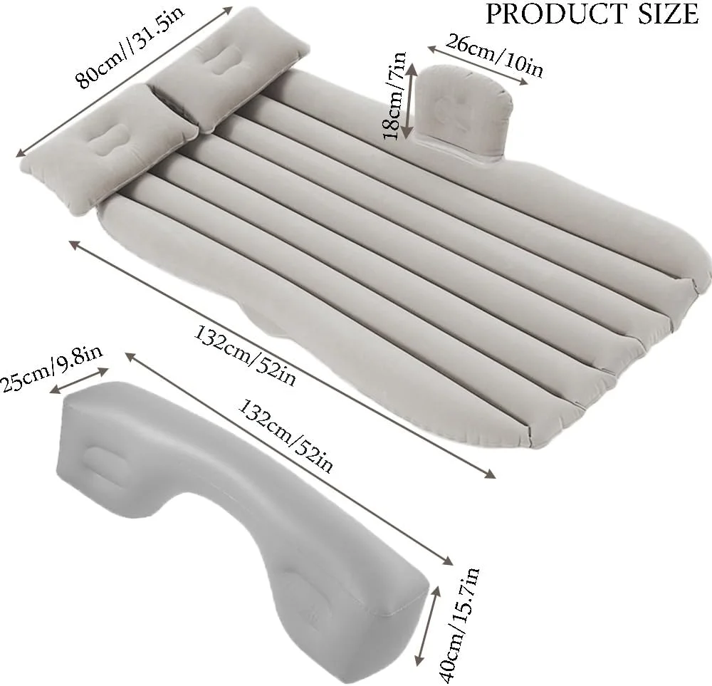 تشک بادی مسافرتی خودرو - تشک بادی تاشو خودرو با پمپ اتوماتیک و دو بالش، تشک بادی مخملی صندلی عقب خودرو (خاکستری نقره ای) تشک بادی مسافرتی خودرو - تشک بادی تاشو خودرو با پمپ اتوماتیک و دو بالش، تشک بادی مخملی صندلی عقب خودرو (خاکستری نقره ای)