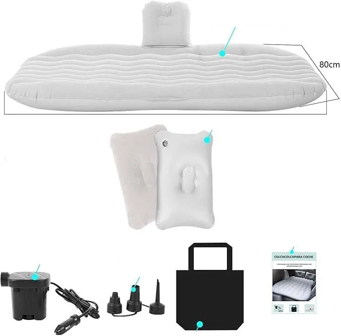 تخت بادی مسافرتی خودرو 138 * 85 * 45 سانتی متر مناسب خودروهای شاسی بلند، تشک بادی برای کمپینگ، مناسب کودکان، تشک خواب دو نفره قابل تنظیم، روکش صندلی بادی، کوسن پارچه ای مخملی به همراه پمپ (کرم)