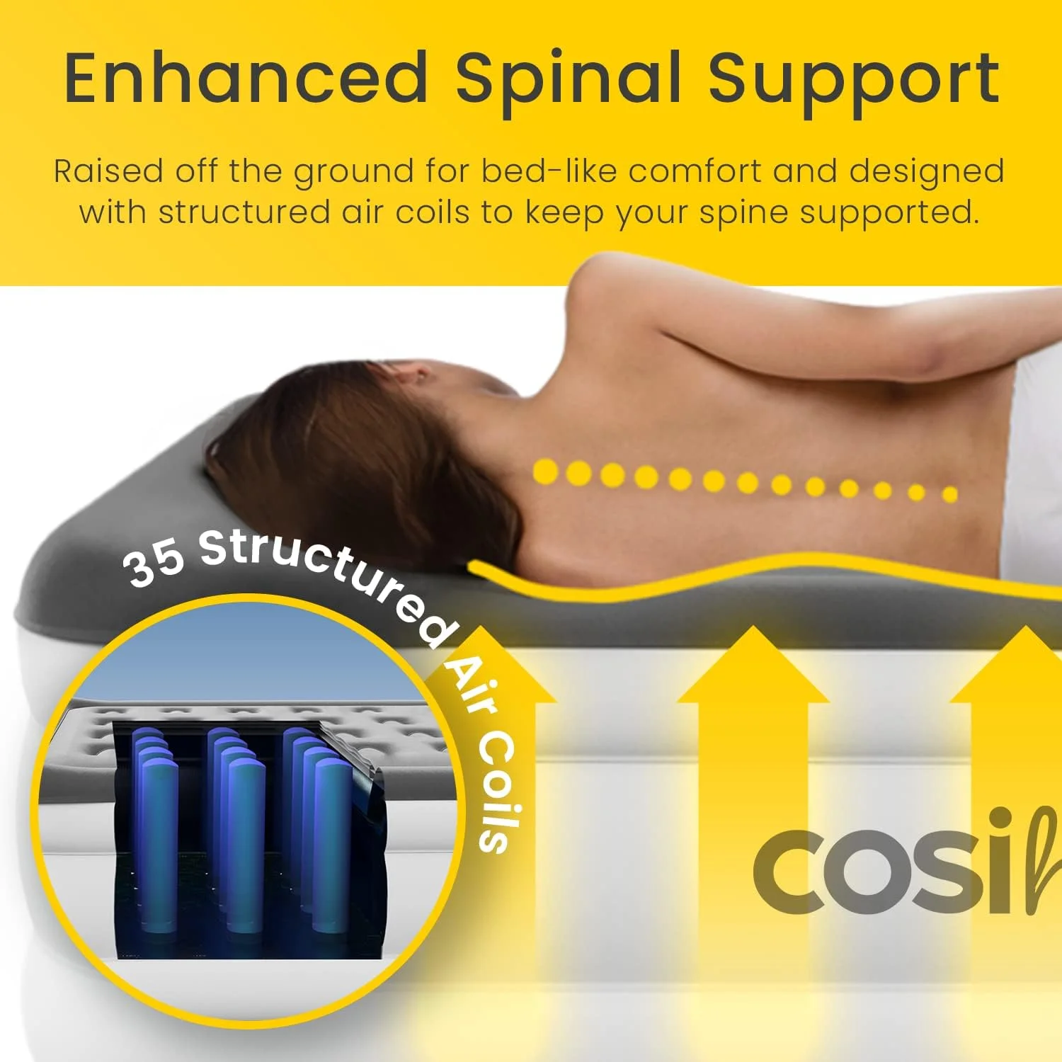 Cosi Home King Sized Air Bed - Premium King Inflatable Mattress With a Built-in Electric Pump, Integrated Raised Pillow and Storage Bag Cosi Home King Sized Air Bed - Premium King Inflatable Mattress With a Built-in Electric Pump, Integrated Raised Pillow and Storage Bag