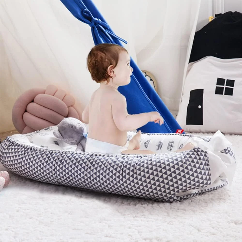 تخت نوزاد Beauenty، لانه کودک برای خواب، قابل جدا شدن و شستشو، تخت محافظ قابل حمل پنبه ای کودک، تخت بیونیک کودک نوپا برای اتاق خواب، هدیه برای نوزاد، قابل استفاده برای/مسافرت/کمپینگ (خاکستری)