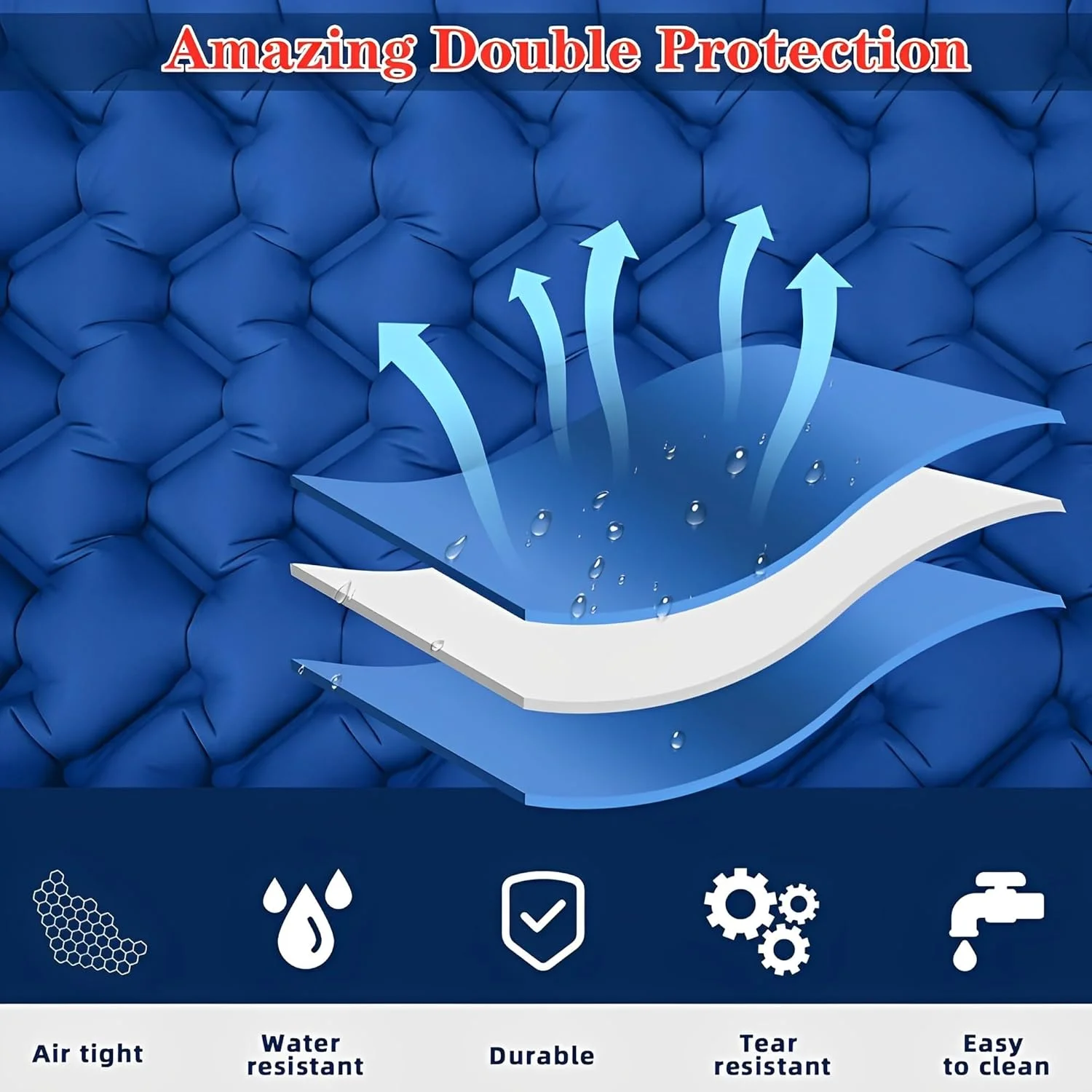 تشک بادی کمپینگ Beauenty، زیرانداز کمپینگ فوق سبک با پمپ پایی داخلی و بالش، تشک بادی کمپینگ جمع و جور، تشک بادی برای پیاده روی، چادر، ساحل (آبی)