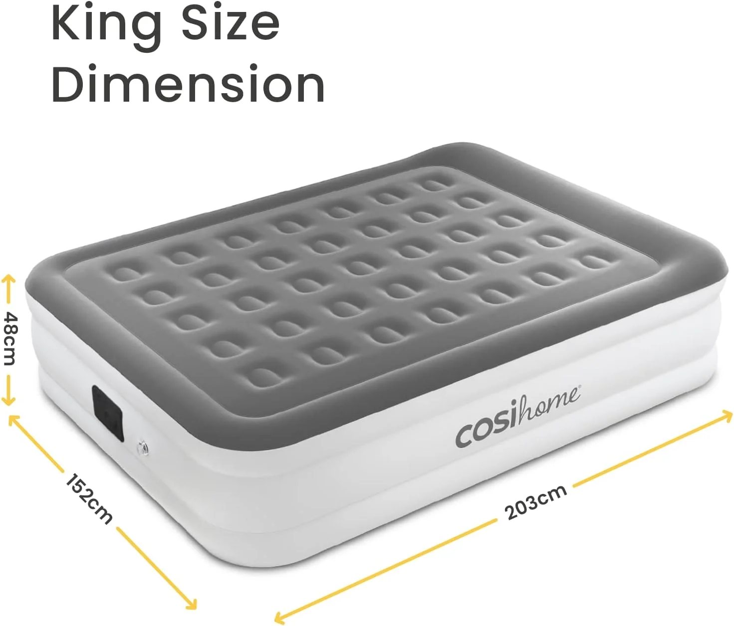 Cosi Home King Sized Air Bed - Premium King Inflatable Mattress With a Built-in Electric Pump, Integrated Raised Pillow and Storage Bag Cosi Home King Sized Air Bed - Premium King Inflatable Mattress With a Built-in Electric Pump, Integrated Raised Pillow and Storage Bag