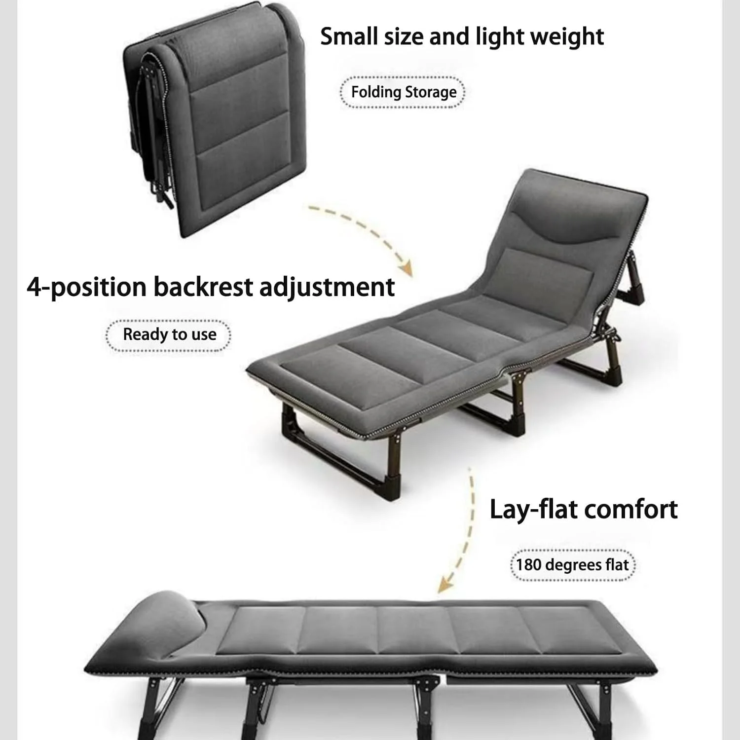 تخت تاشو مسافرتی، حداکثر تحمل وزن 200 کیلوگرم، مناسب برای بزرگسالان، اتاق خواب، دفتر، کمپینگ، بدون نیاز به مونتاژ تخت تاشو مسافرتی، حداکثر تحمل وزن 200 کیلوگرم، مناسب برای بزرگسالان، اتاق خواب، دفتر، کمپینگ، بدون نیاز به مونتاژ