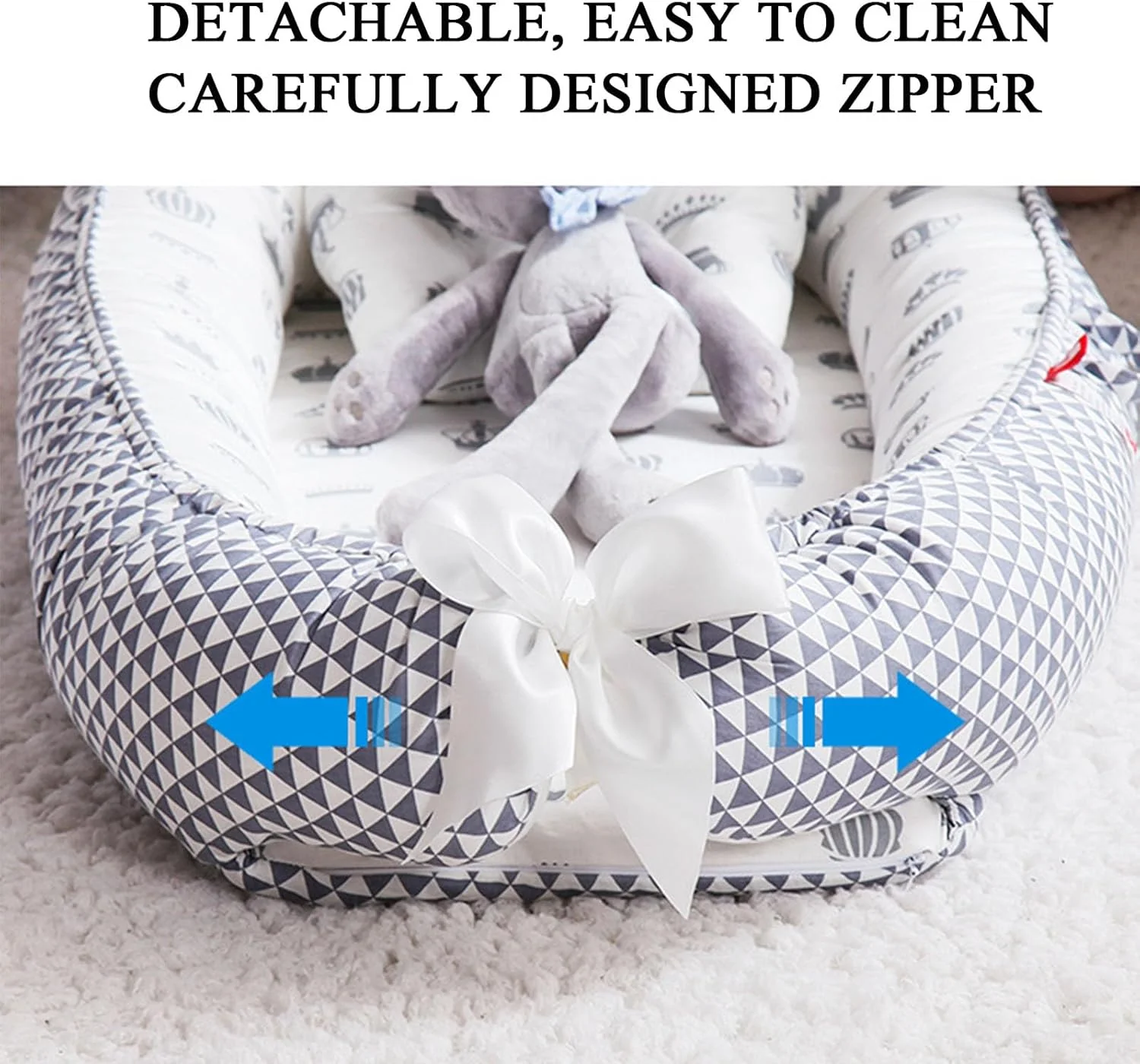 تخت نوزاد Beauenty، لانه کودک برای خواب، قابل جدا شدن و شستشو، تخت محافظ قابل حمل پنبه ای کودک، تخت بیونیک کودک نوپا برای اتاق خواب، هدیه برای نوزاد، قابل استفاده برای/مسافرت/کمپینگ (خاکستری)