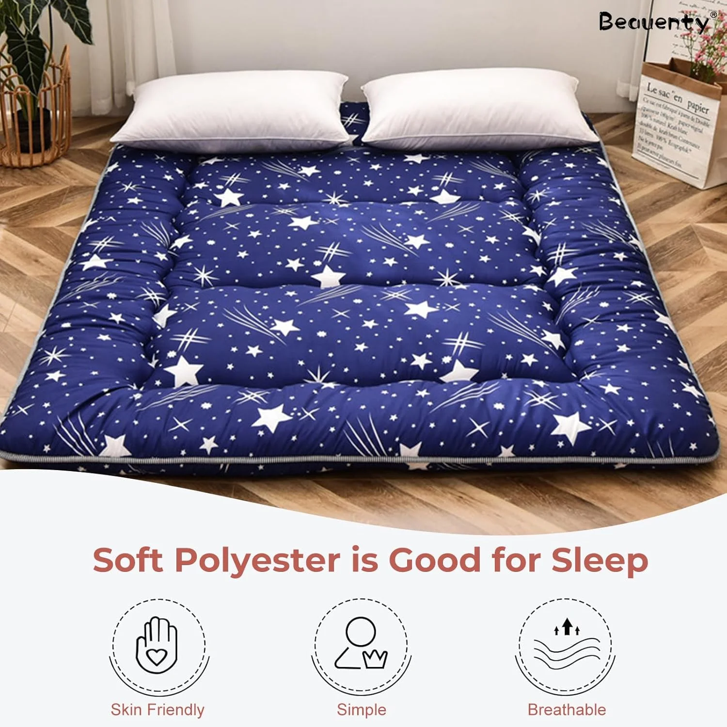 تشک فوتون تاتامی ژاپنی Beauenty، تشک تاشو لحافی، پد خواب ضخیم، تخت مهمان قابل حمل، 120 * 200 سانتی متر مشکی (استایل 4)