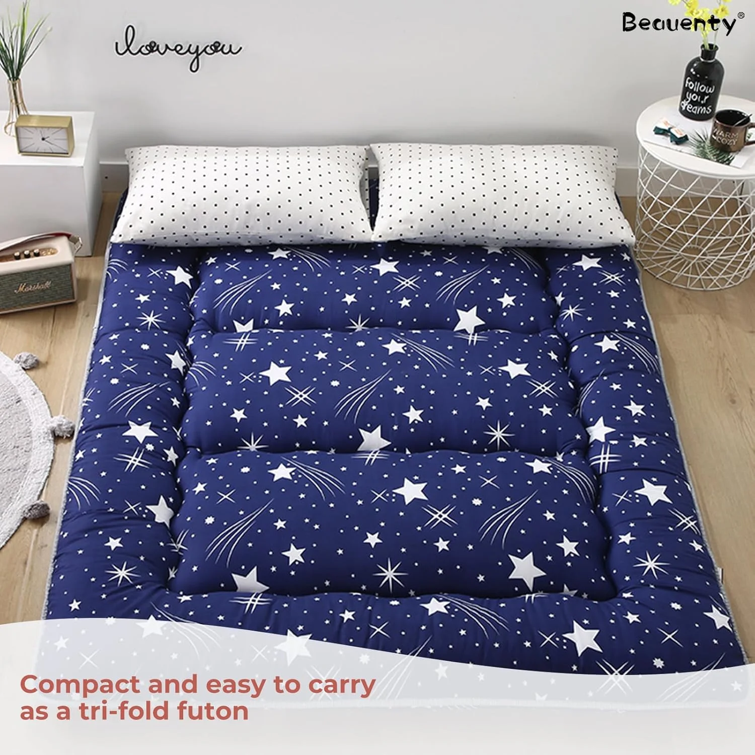 تشک فوتون تاتامی ژاپنی Beauenty، تشک تاشو لحافی، پد خواب ضخیم، تخت مهمان قابل حمل، 120 * 200 سانتی متر مشکی (استایل 4)