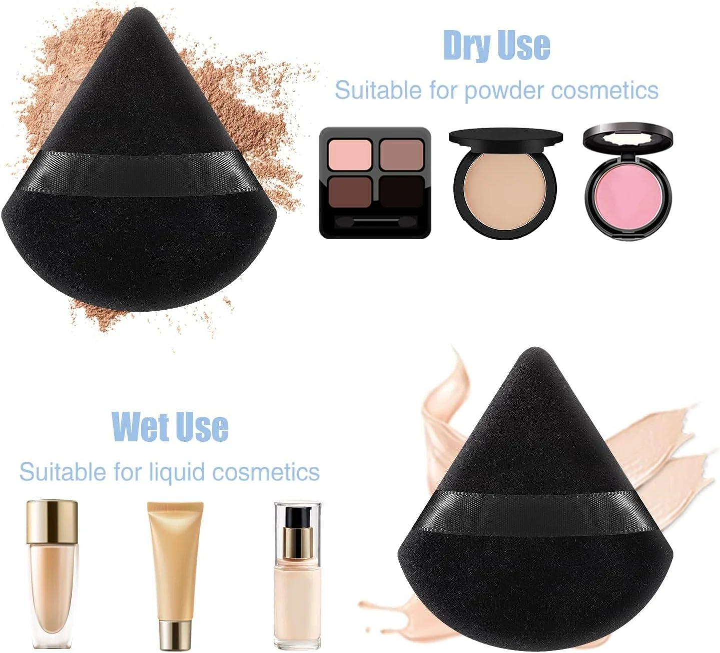 MACPLUS 2 Pcs Makeup Puff Triangle Powder Puff Soft Powder Sponge Foundation Powder Sponge Triangle Sponges with Strap (Multicolour) (TRAINGLE) MACPLUS 2 Pcs Makeup Puff Triangle Powder Puff Soft Powder Sponge Foundation Powder Sponge Triangle Sponges with Strap (Multicolour) (TRAINGLE)