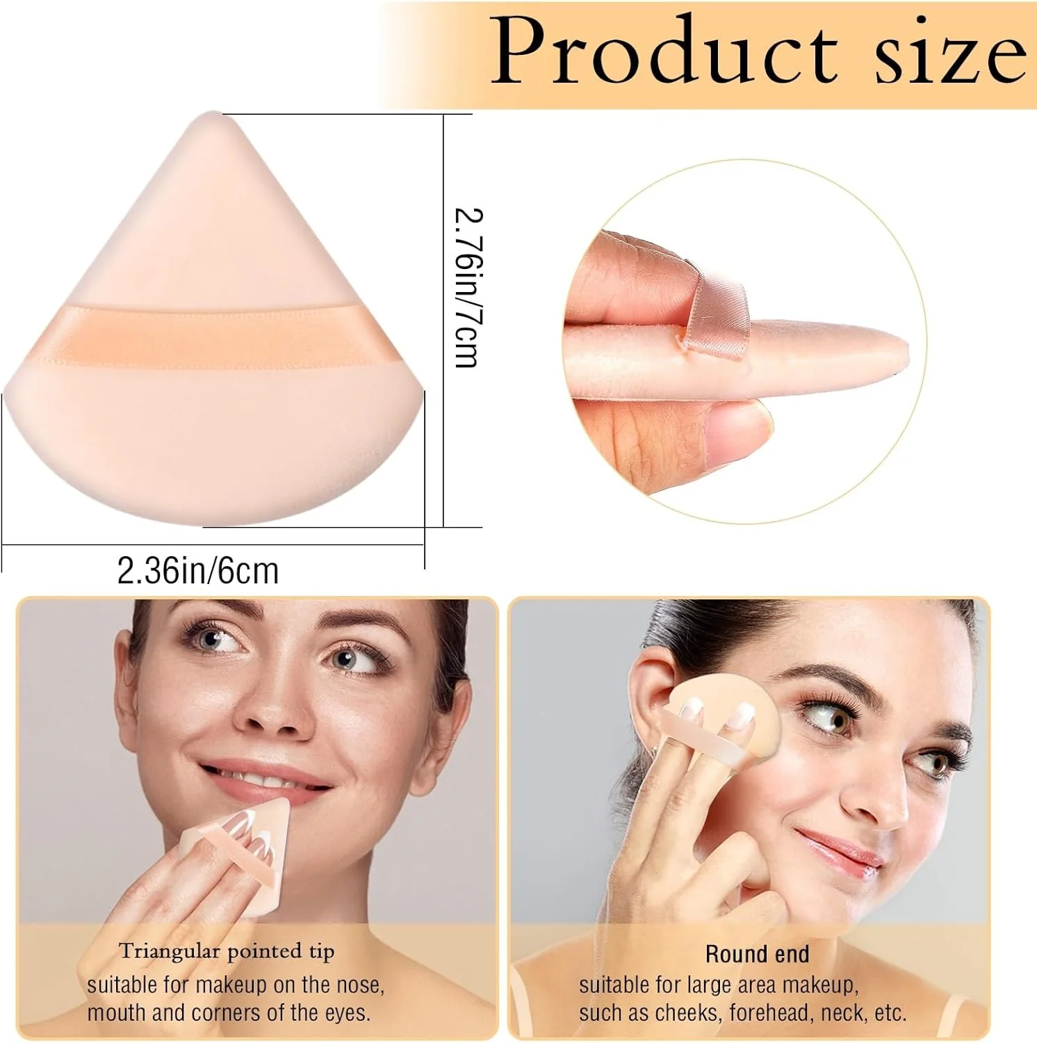 پد آرایشی، 15 عدد پد مثلثی برای پودر صورت، پد آرایشی برای پودر فیکس و کرم پودر، اسفنج ترکیبی ابزار آرایشی (مشکی، رنگ بدن، سفید)