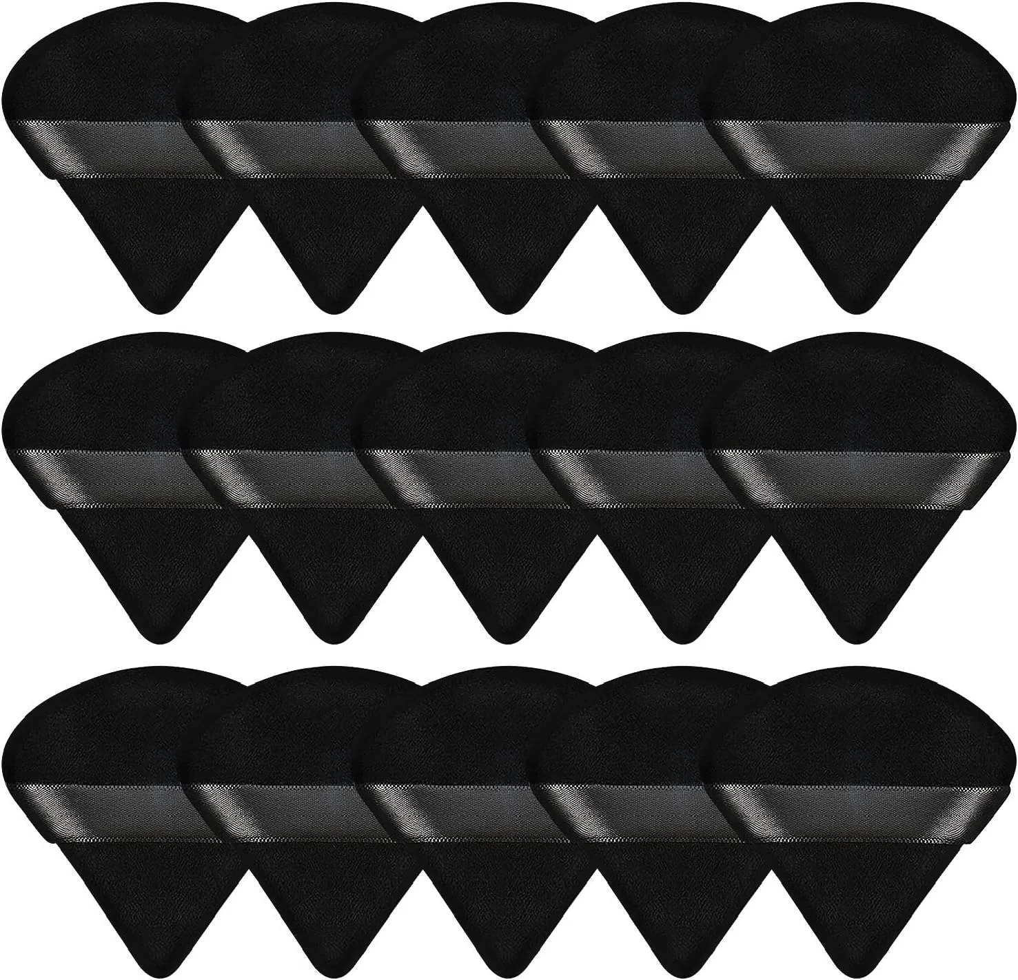 پدهای آرایشی مثلثی پودری پیمویس، 15 عددی، مناسب برای پودر فیکس، پدهای مخملی برای صورت، آرایش چشم و کانتورینگ، ابزار آرایشی (مشکی)