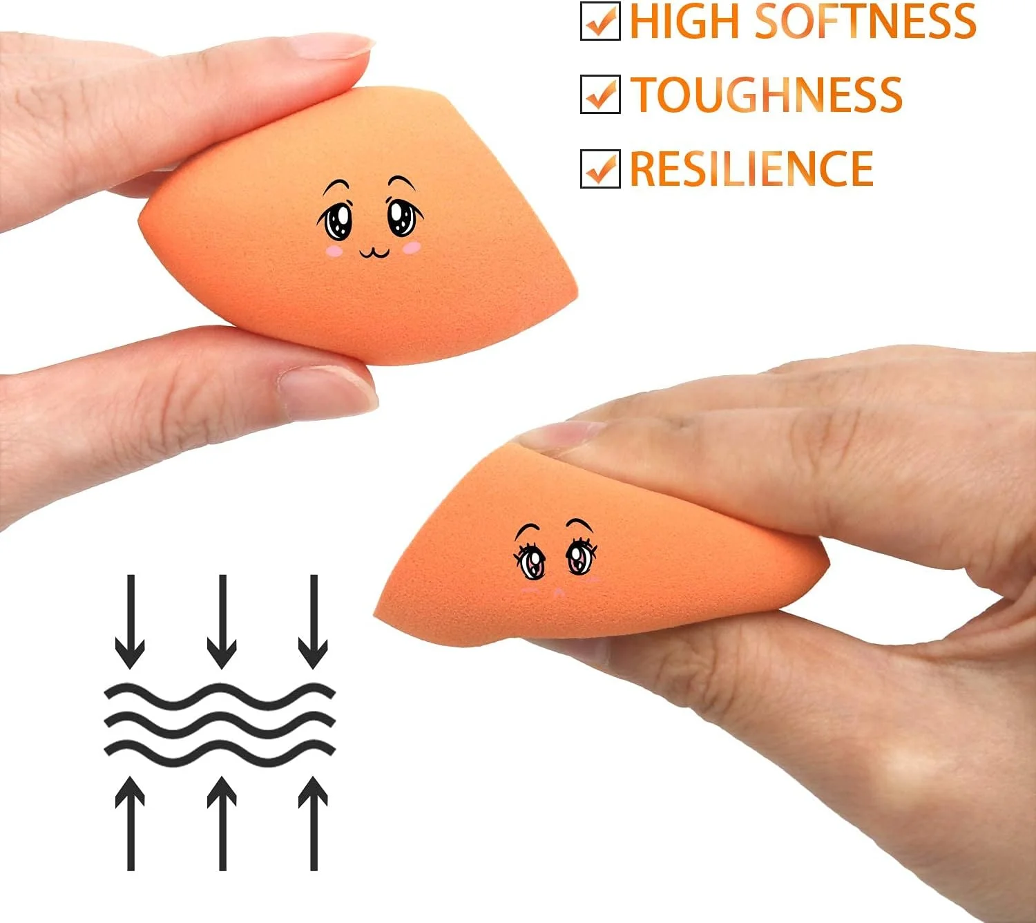 اسفنج آرایشی ORiTi، بسته 3 عددی اسفنج ترکیبی فونداسیون آرایشی، ست آرایشی حرفه ای برای استفاده خشک و مرطوب (نارنجی)