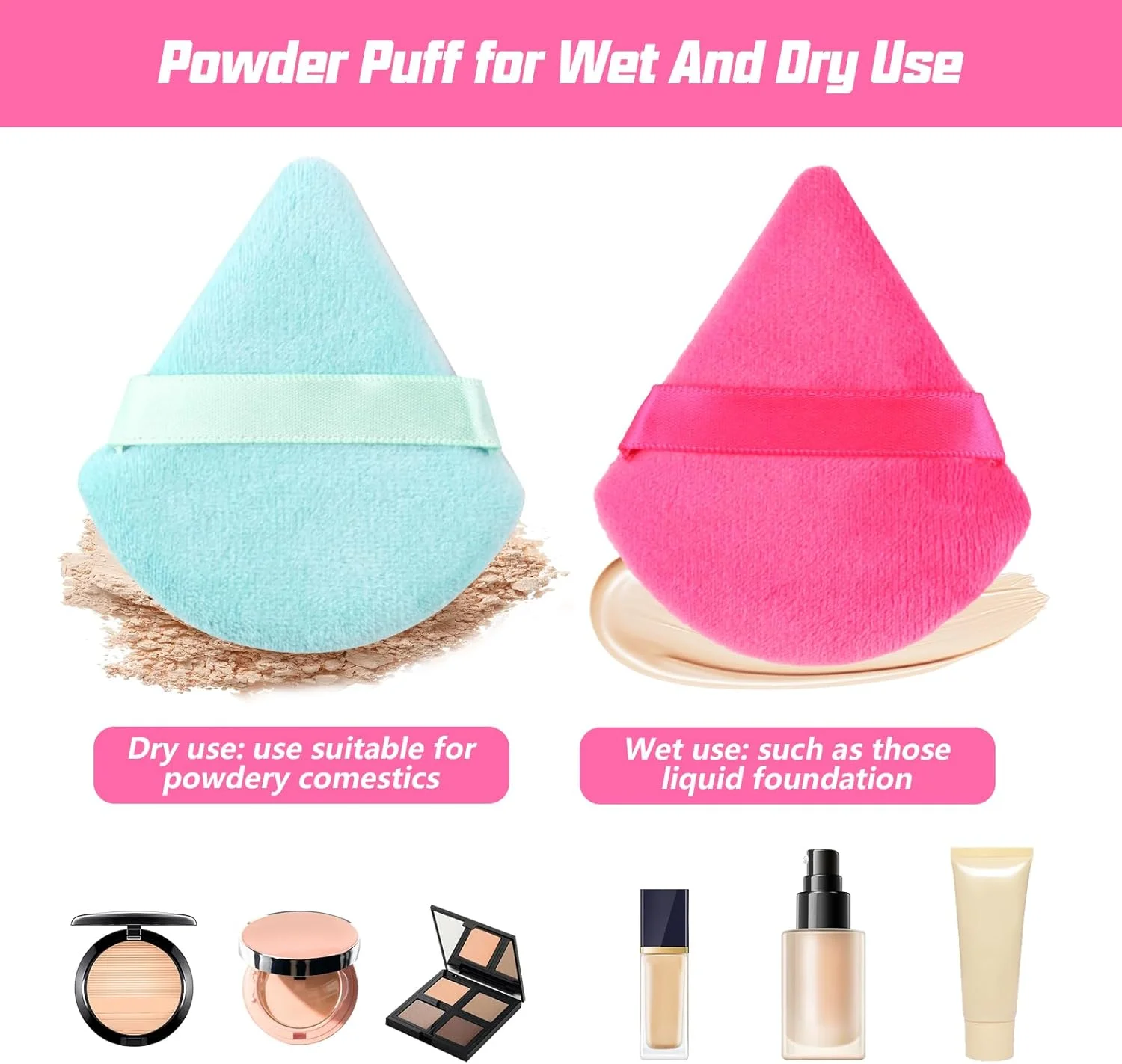 بسته 35 عددی پدهای پودری، پدهای پودر آرایشی، اسفنج های مثلثی آرایشی، پد پودر صورت، پدهای خشک و مرطوب، اسفنج آرایشی برای پودر فیکس، کرم پودر، رژگونه، پودر بدن