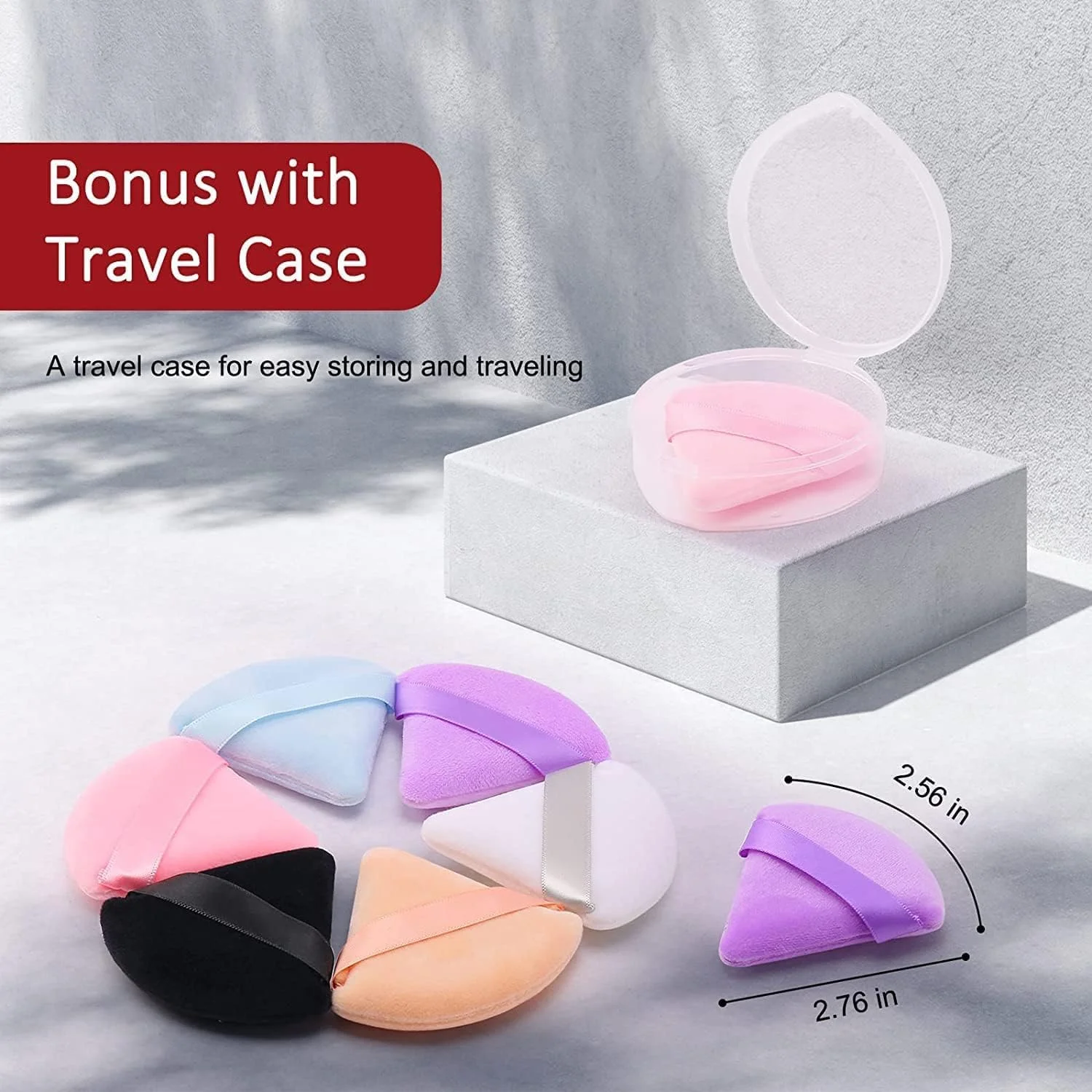 پدهای پودری صورت YHRY، پدهای مثلثی آرایشی، 2 عدد پد پودری مخملی نرم، پد پودر آرایشی، اسفنج قابل شستشو و استفاده مجدد، اسفنج مخلوط کن فونداسیون زیر چشم، ابزار آرایشی