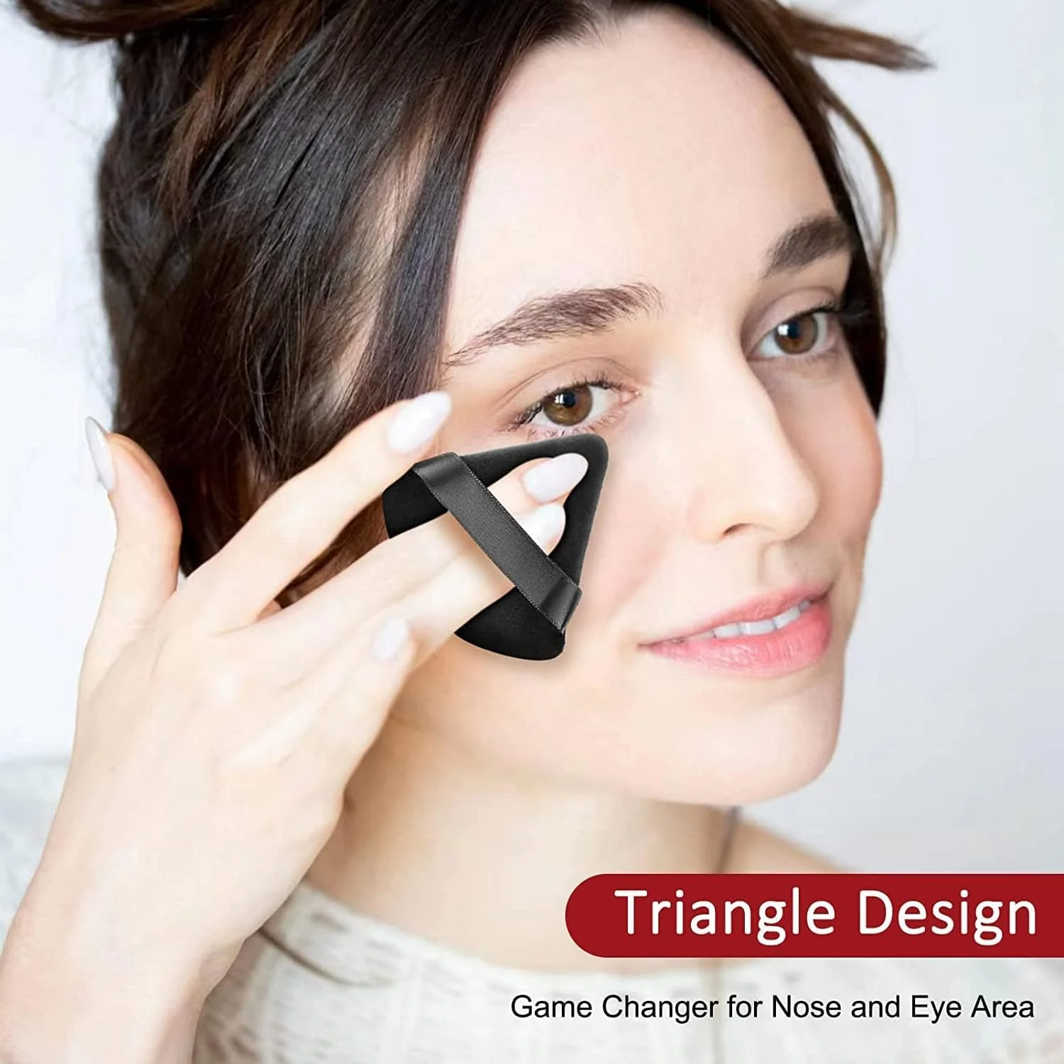 پدهای پودری صورت YHRY، پدهای مثلثی آرایشی، 2 عدد پد پودری مخملی نرم، پد پودر آرایشی، اسفنج قابل شستشو و استفاده مجدد، اسفنج مخلوط کن فونداسیون زیر چشم، ابزار آرایشی