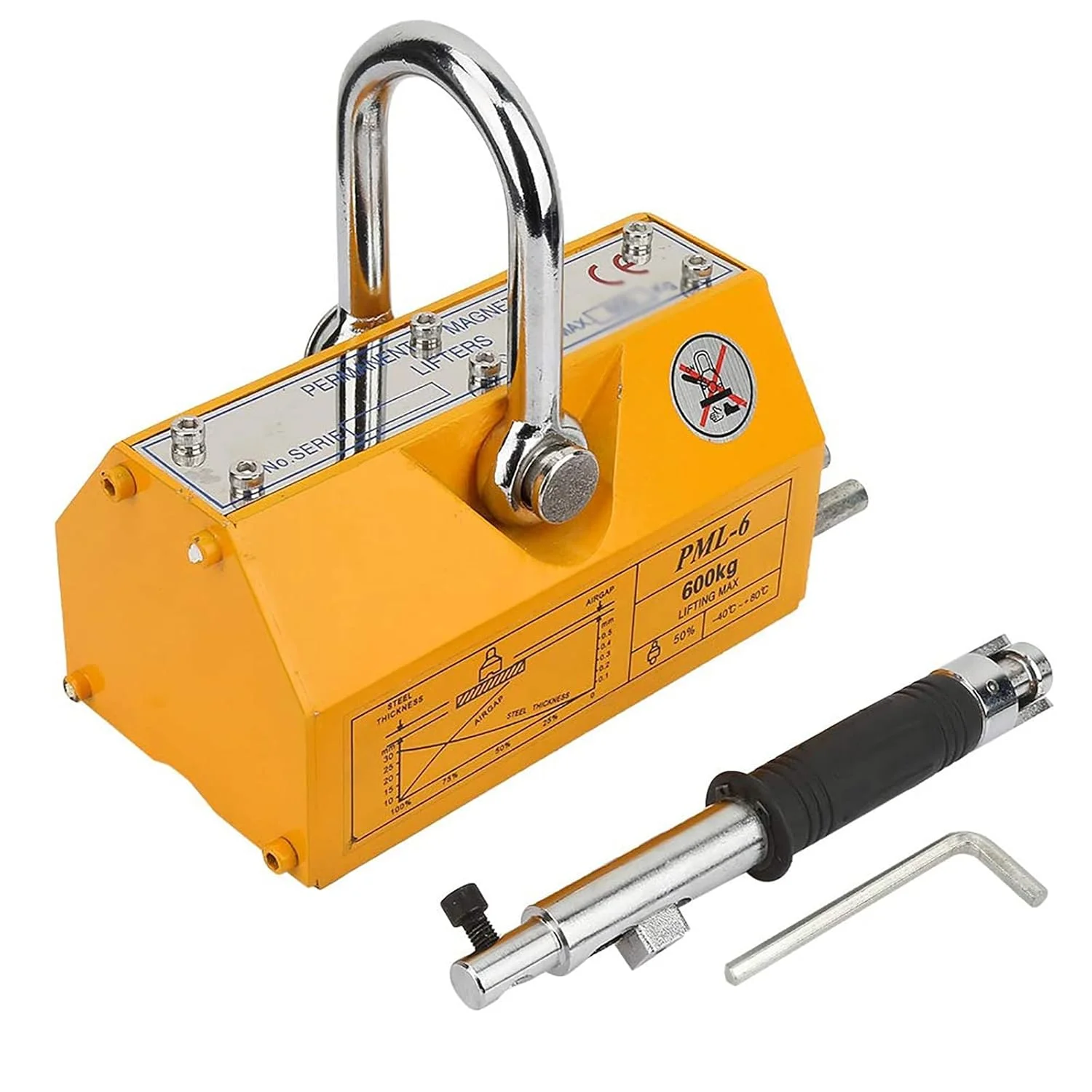 JAHLGT Permanent Magnetic Lifter, 1000KG Portable Permanent Lifting Magnet Crane Magnetic Lifter Tool, Handling Steel Plates,Iron Blocks, Heavy Duty Transportation