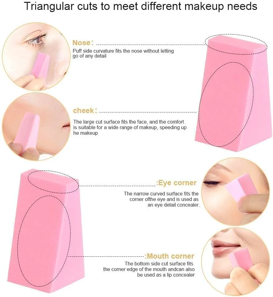 اسفنج آرایشی رینکتارو برای پودر، ست اسفنج آرایشی مثلثی شکل، 24 عدد پف مثلثی کوچک، پف مرطوب و خشک، رنگ شراب (1 عدد / چند رنگ)