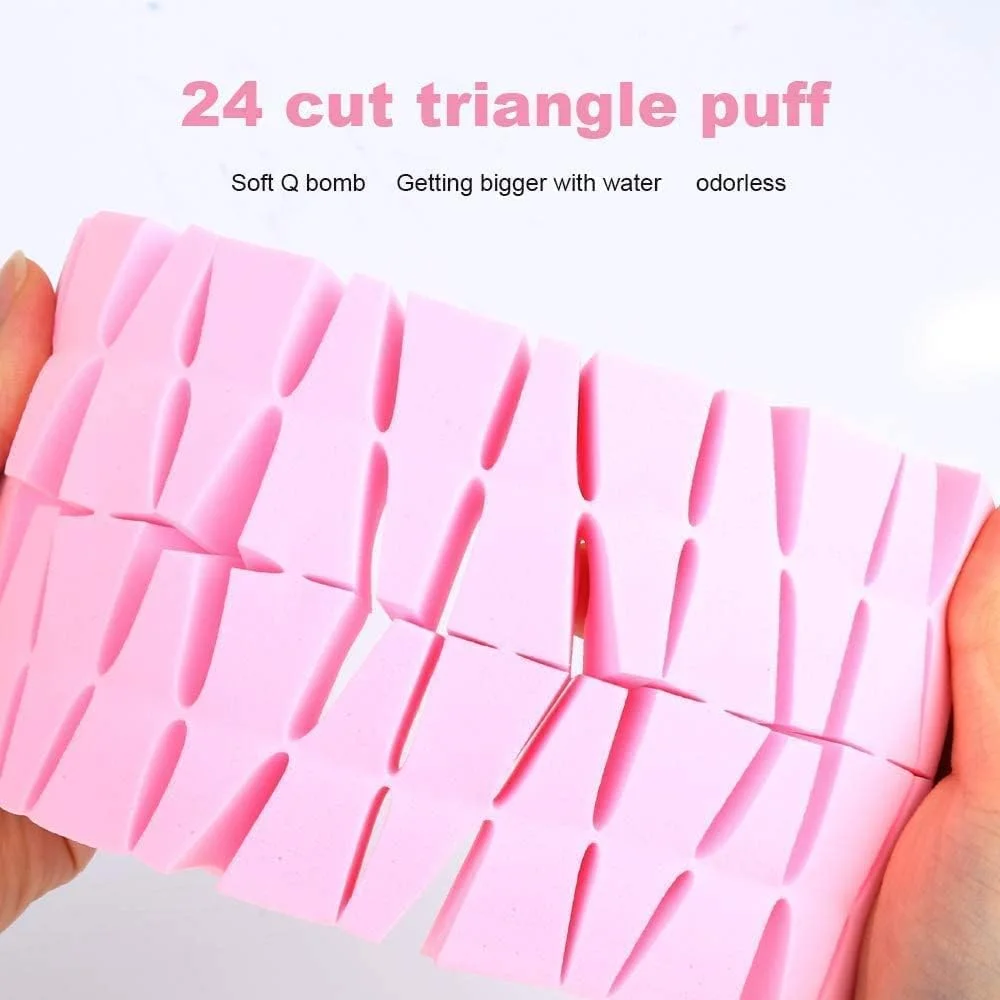 اسفنج آرایشی رینکتارو برای پودر، ست اسفنج آرایشی مثلثی شکل، 24 عدد پف مثلثی کوچک، پف مرطوب و خشک، رنگ شراب (1 عدد / چند رنگ)