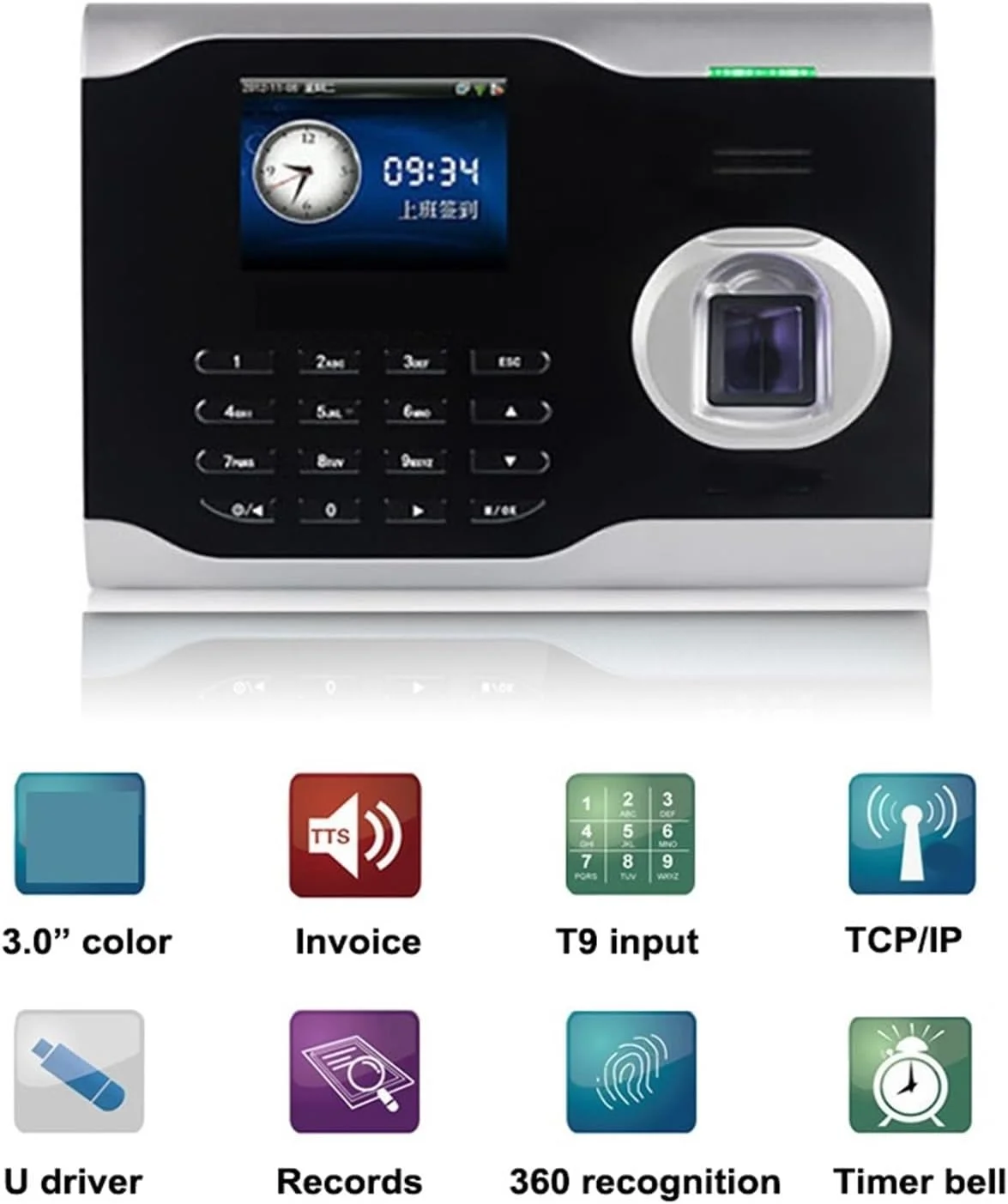 دستگاه حضور و غیاب AJWYSOI مدل U100، سیستم حضور و غیاب بیومتریک، دستگاه کنترل کارمندان با اثر انگشت USB، دستگاه الکترونیکی ورود و خروج خودکار، کاربری آسان (U100 Id)