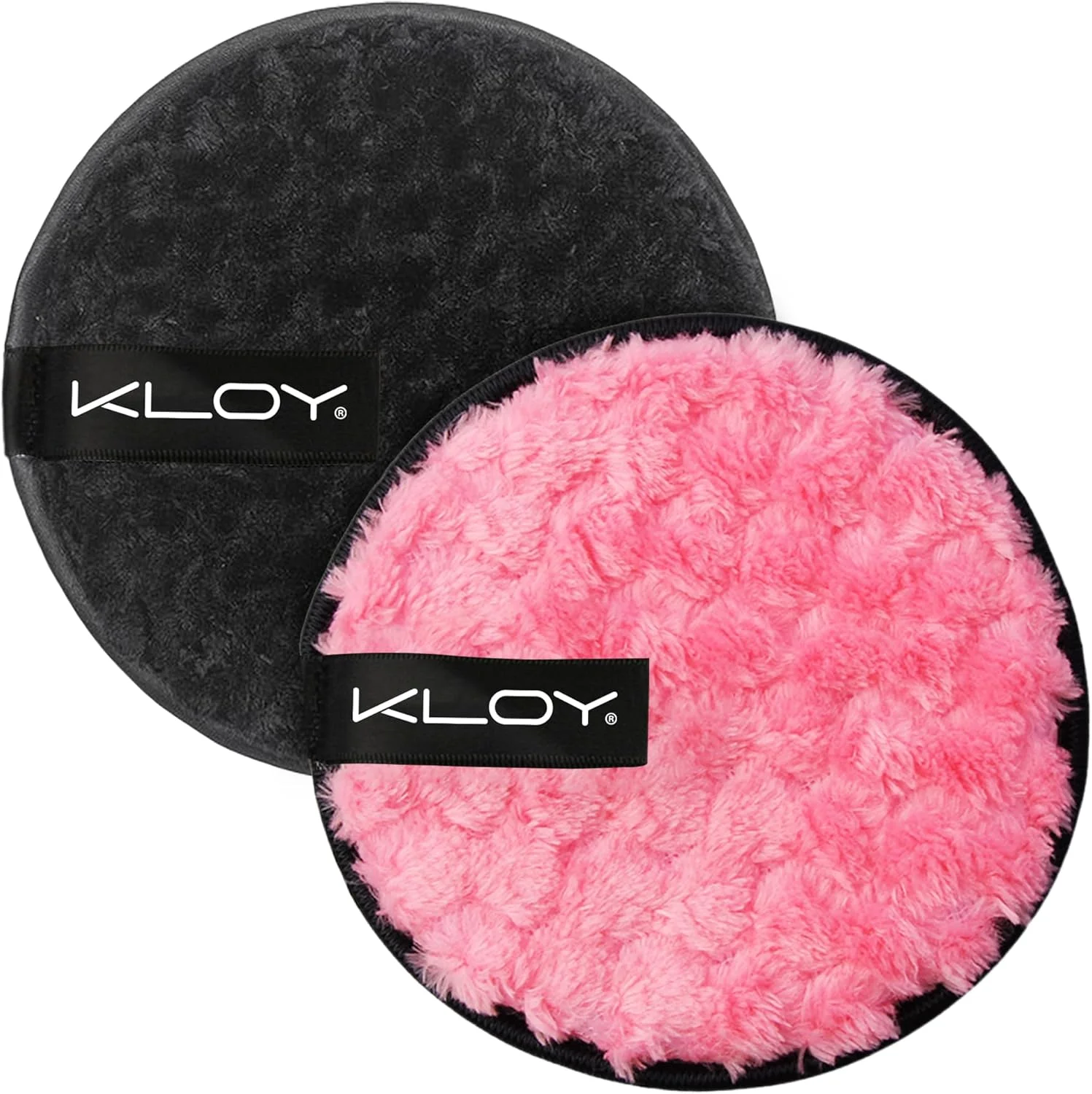 پدهای پاک کننده آرایش چند منظوره قابل استفاده مجدد KLOY (بسته 2 عددی)، پاک کننده آرایش صورت، پاک کننده آرایش چشم و پدهای پاک کننده آرایش ساده (صورتی و مشکی)