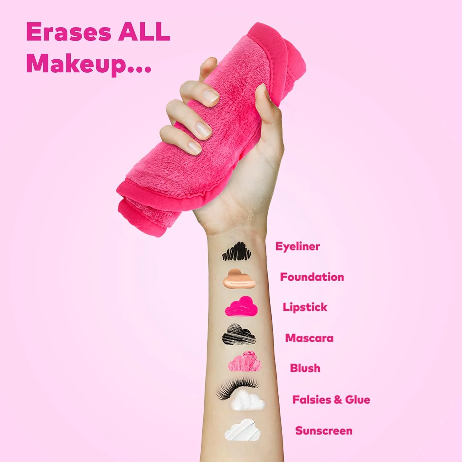 پاک کننده آرایش صورت MakeUp Eraser اورجینال، فقط با آب آرایش را پاک کنید. قابل استفاده مجدد، ضد حساسیت و دارای خواص ضد باکتری - صورتی پاک کننده آرایش صورت MakeUp Eraser اورجینال، فقط با آب آرایش را پاک کنید. قابل استفاده مجدد، ضد حساسیت و دارای خواص ضد باکتری - صورتی