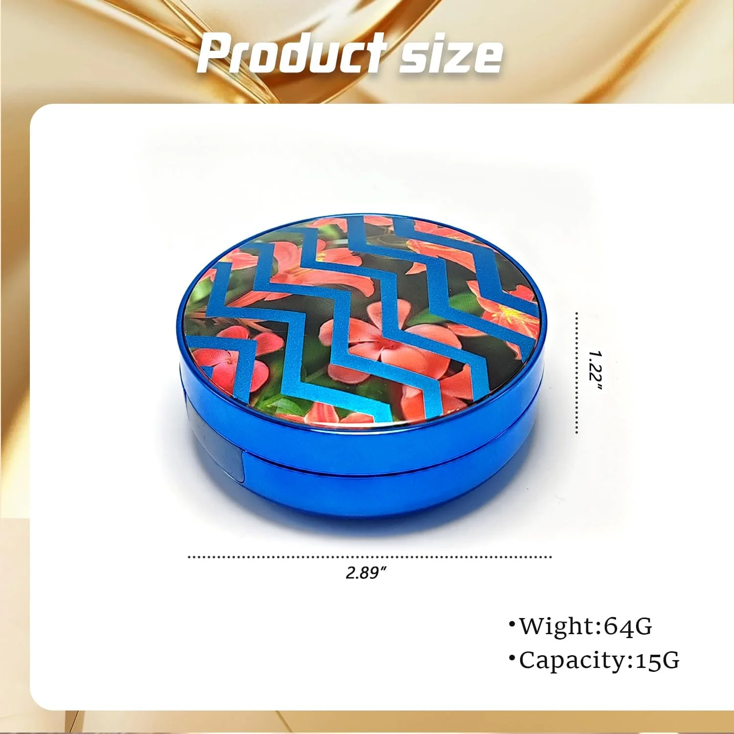 ASTRQLE یک عدد جعبه خالی قابل حمل 15 میلی لیتری پودر فشرده آرایشی کرم پودر با آینه و پد (آبی)