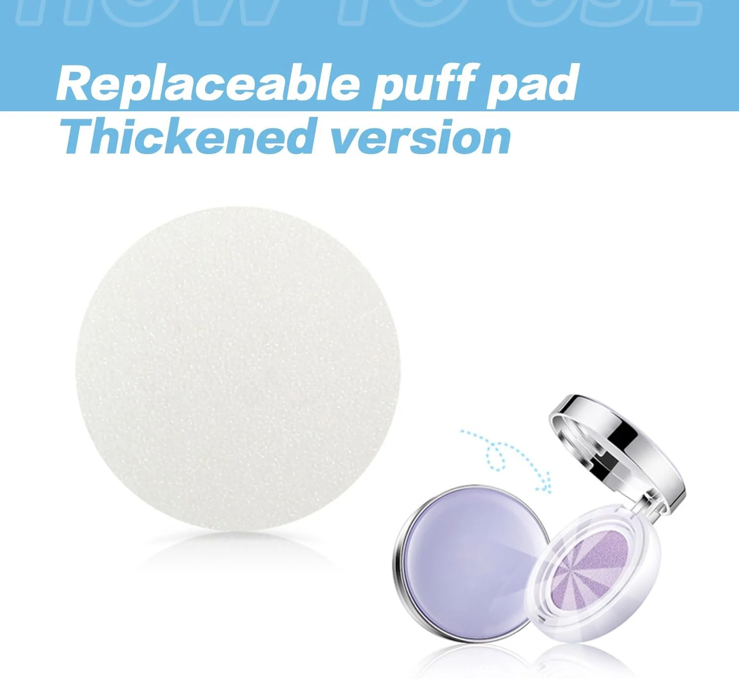 پد آرایشی 8 عددی زنانه با هسته اسفنجی و کوسن هوا، جایگزین پد پودر اسفنجی گرد، مناسب برای کرم BB، کرم CC، فونداسیون مایع و لوازم آرایشی، مناسب برای انواع پوست (سفید)