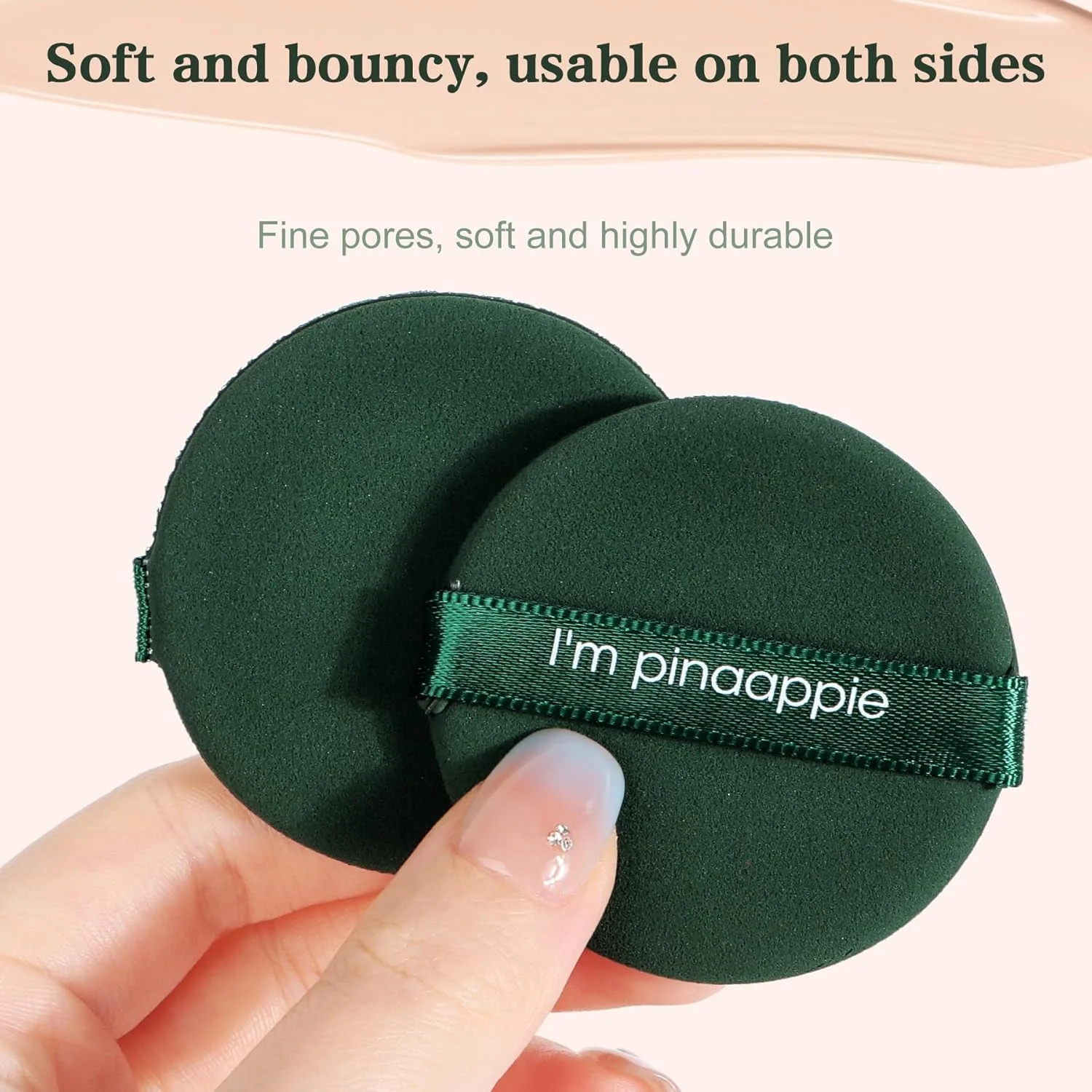 ست پد آرایشی 7 تکه با جعبه نگهداری، پدهای چندبار مصرف برای استفاده خشک و مرطوب، سبز تیره، گرد