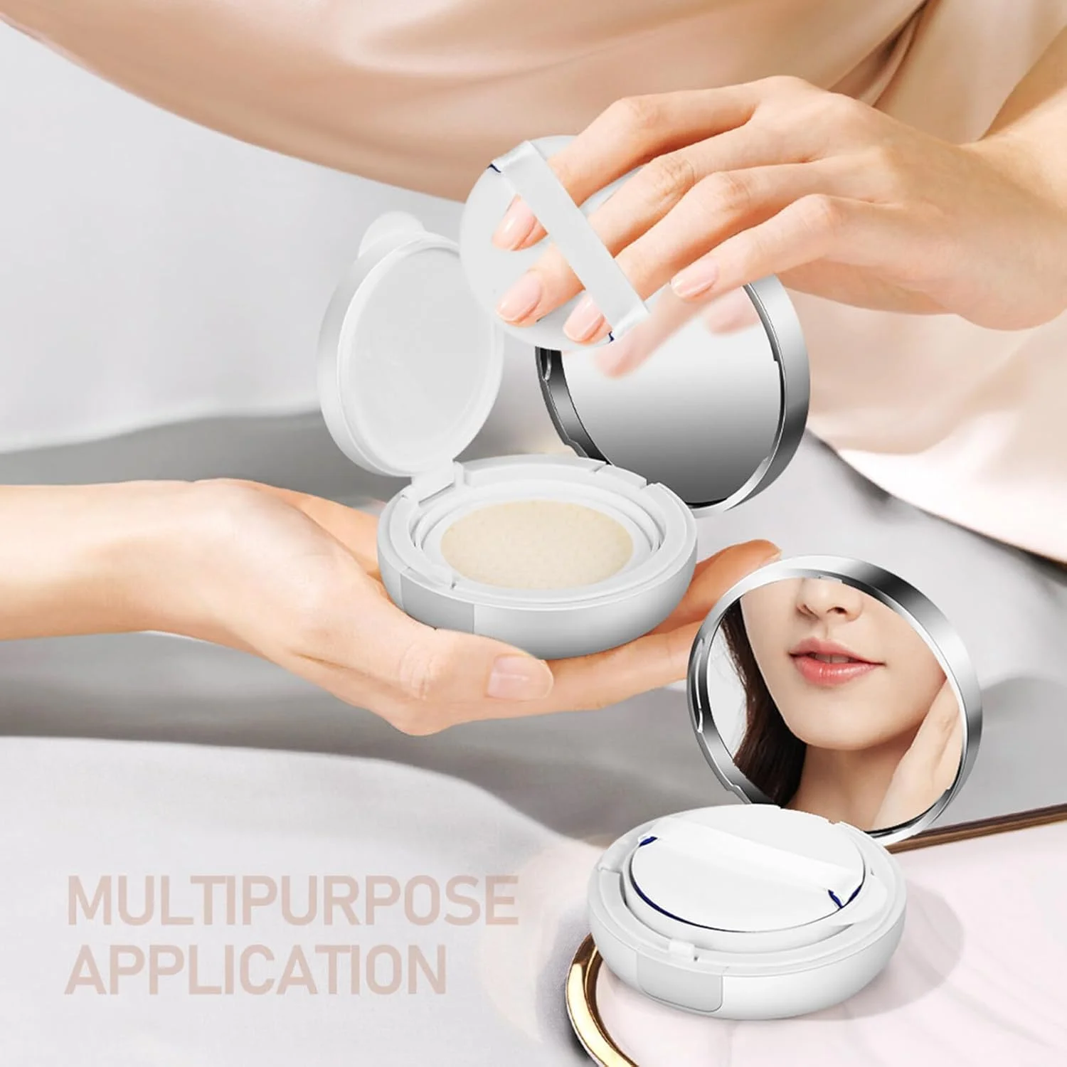 Beaupretty 2 عدد جای کرم پودر کوشن، ظروف آرایشی فشرده خالی، جعبه های کرم BB قابل شارژ مجدد با پد پودری Beaupretty 2 عدد جای کرم پودر کوشن، ظروف آرایشی فشرده خالی، جعبه های کرم BB قابل شارژ مجدد با پد پودری