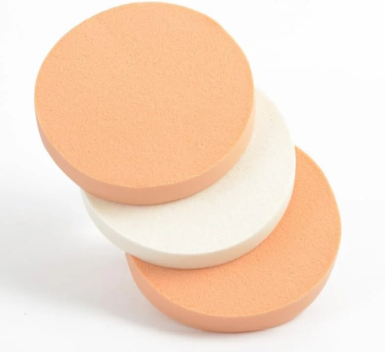 پدهای آرایشی گرد 3 عددی، پد پودر فشرده زیرساز آرایش صورت، جایگزین پد اسفنجی برای کرم پودر بی عیب و نقص آرایشی، مناسب انواع پوست، رنگ پوست*1 سفید*2 (90 میلی متر)