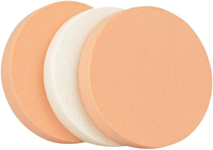 پدهای آرایشی گرد 3 عددی، پد پودر فشرده زیرساز آرایش صورت، جایگزین پد اسفنجی برای کرم پودر بی عیب و نقص آرایشی، مناسب انواع پوست، رنگ پوست*1 سفید*2 (90 میلی متر)