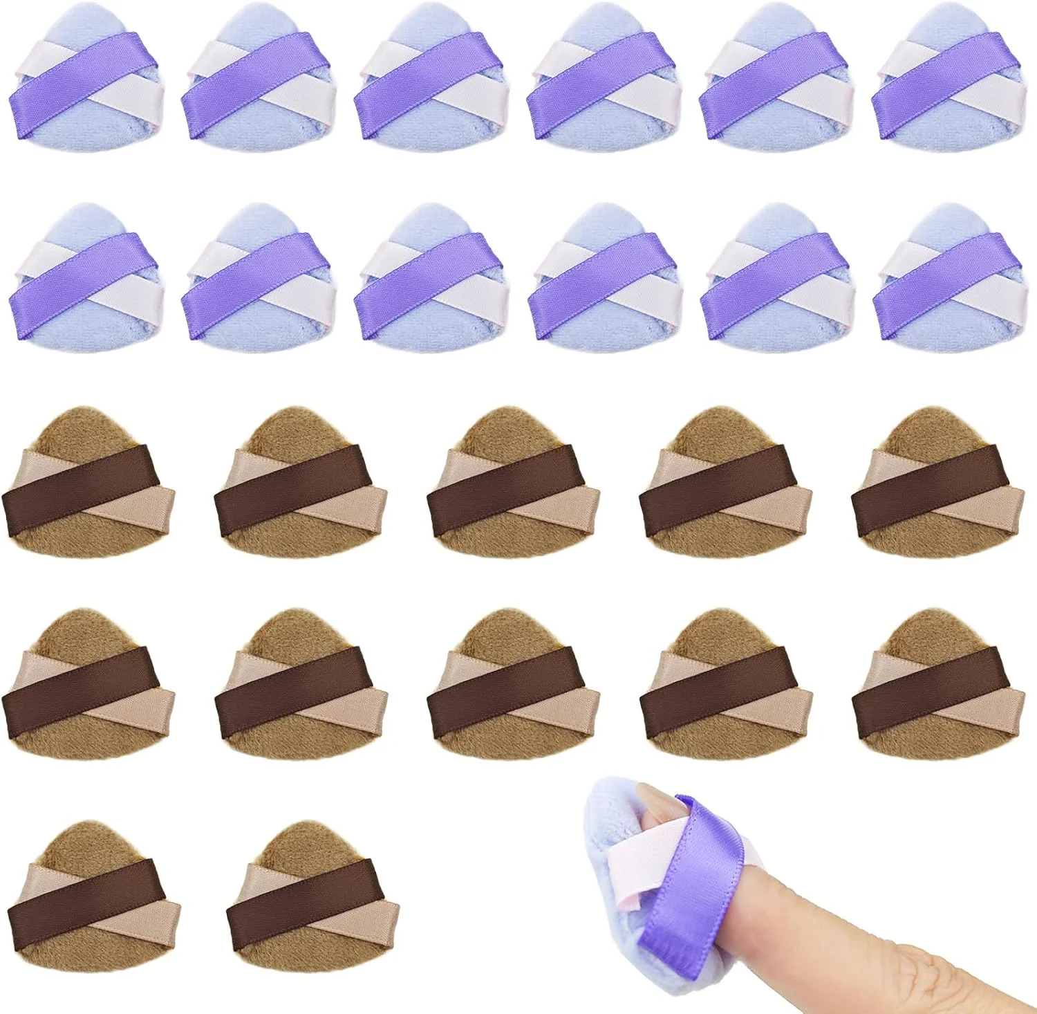 پدهای پودری مثلثی مینی انگشتی Capiant، 24 عددی، جمع و جور و کاربردی، ابزار اسفنجی مخملی آرایشی، طراحی شیک رنگی، ابزار آرایش فونداسیون مرطوب و خشک برای کانسیلر و روشن کننده