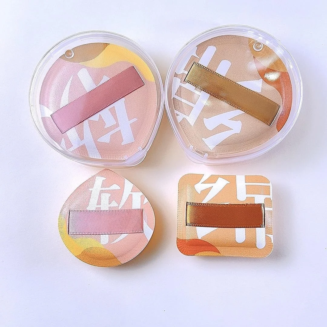 2 عدد اسفنج آرایشی، پد پودر فشرده زیرساز آرایشی صورت، جایگزین اسفنج مخلوط کن برای کرم پودر بی عیب و نقص آرایشی، مناسب برای انواع پوست های حساس، همراه با جعبه نگهداری، نارنجی، A45، XL