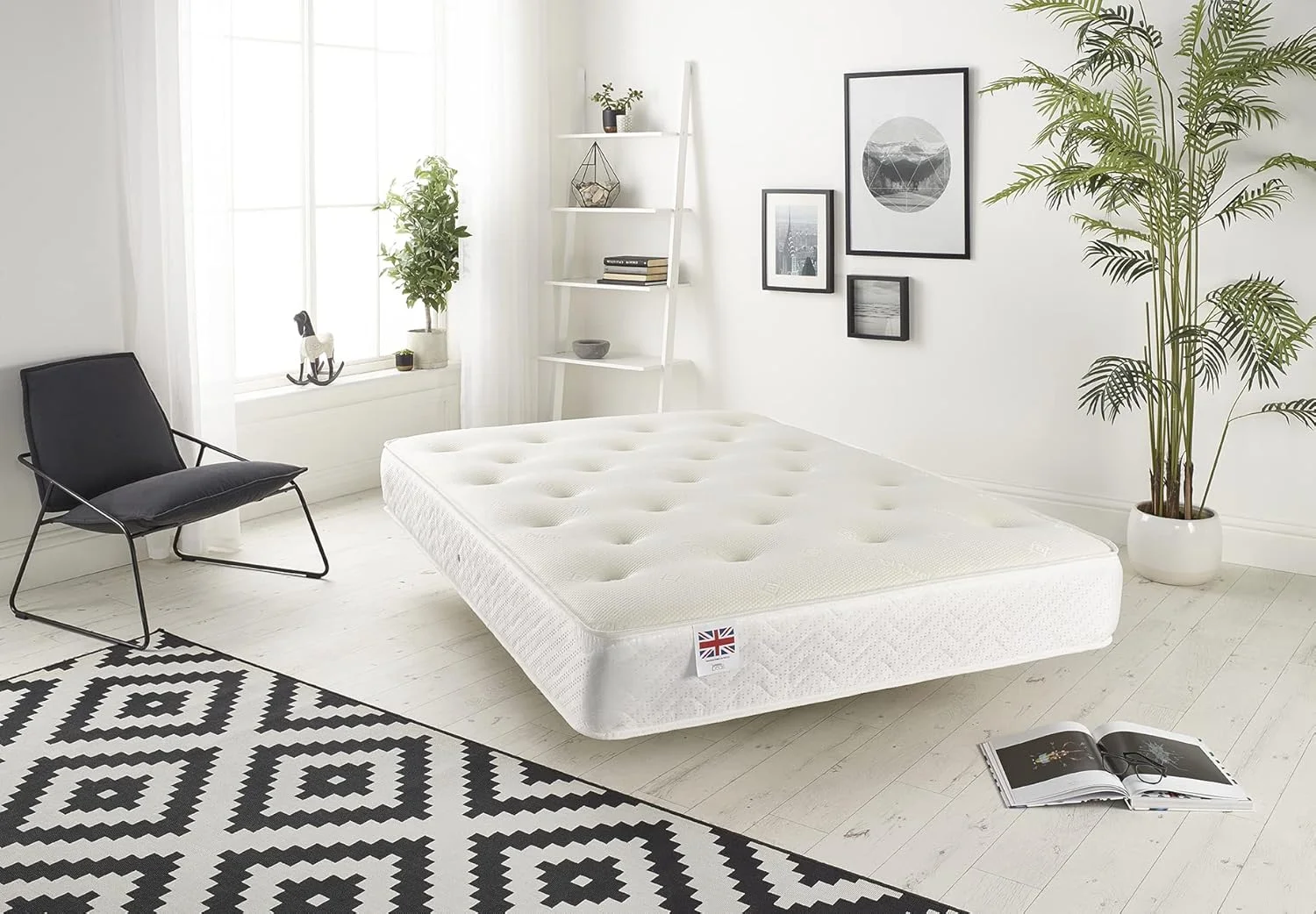 تخت دیوانی پارچه ای زغالی Premier Bed Centre با تشک فنری مموری فوم، کشو و تاج تخت (سایز یک نفره، کوچک دونفره، دونفره، کینگ، سوپر کینگ)، (کوچک دونفره، بدون کشو بدون تاج تخت)…