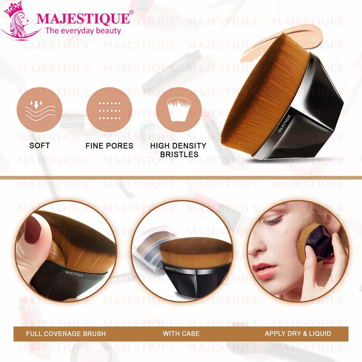 براش تخت کرم پودر Majestique به همراه اسفنج آرایشی، جفت عالی برای استفاده و ترکیب بی نقص آرایش - رنگ ممکن است متفاوت باشد براش تخت کرم پودر Majestique به همراه اسفنج آرایشی، جفت عالی برای استفاده و ترکیب بی نقص آرایش - رنگ ممکن است متفاوت باشد