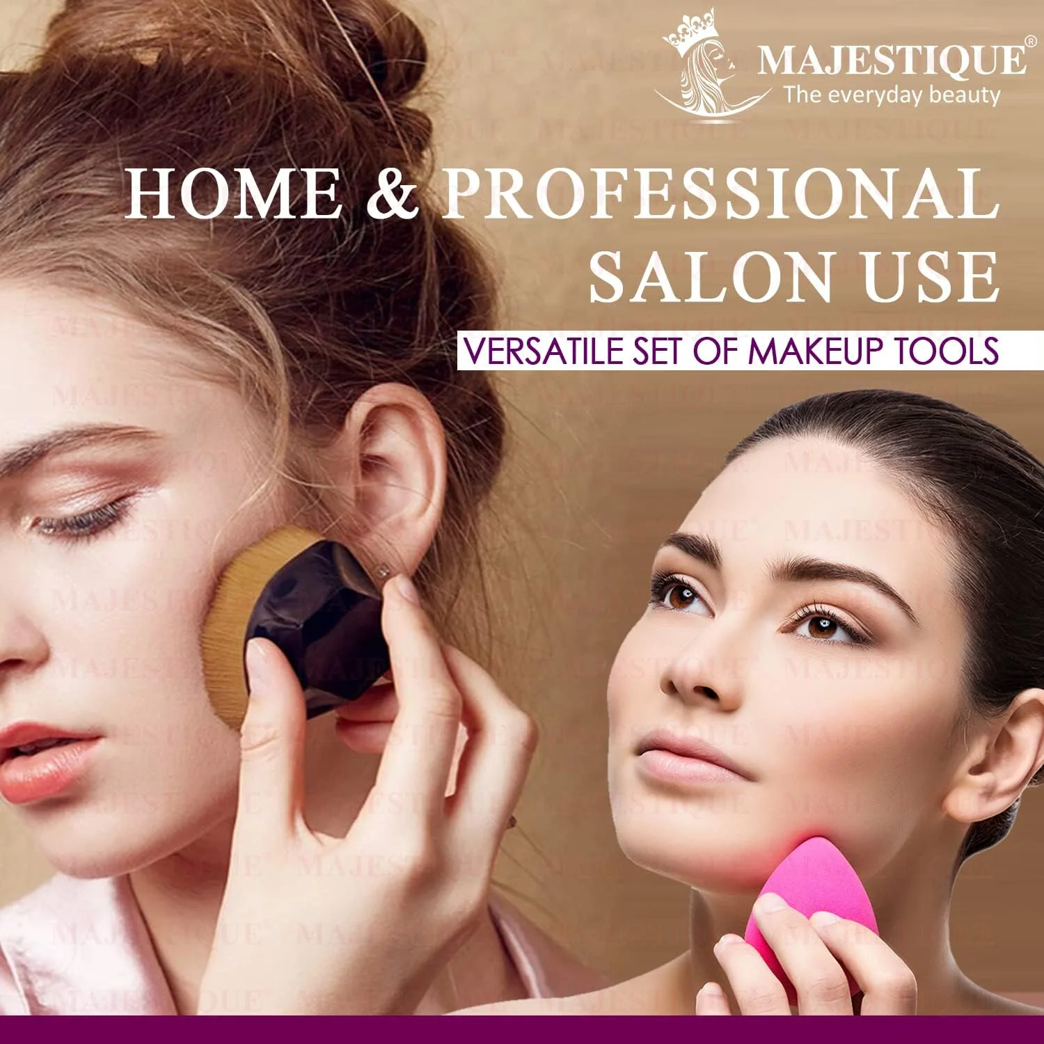 براش تخت کرم پودر Majestique به همراه اسفنج آرایشی، جفت عالی برای استفاده و ترکیب بی نقص آرایش - رنگ ممکن است متفاوت باشد براش تخت کرم پودر Majestique به همراه اسفنج آرایشی، جفت عالی برای استفاده و ترکیب بی نقص آرایش - رنگ ممکن است متفاوت باشد