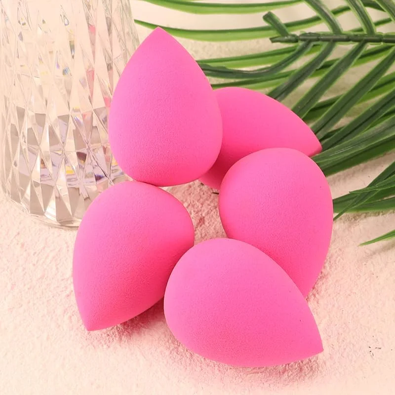 اسفنج آرایشی 5 عددی BEAKEY، اسفنج زیبایی بدون لاتکس برای استفاده بی نقص از مایع، کرم و پودر، اسفنج های صورتی رزی