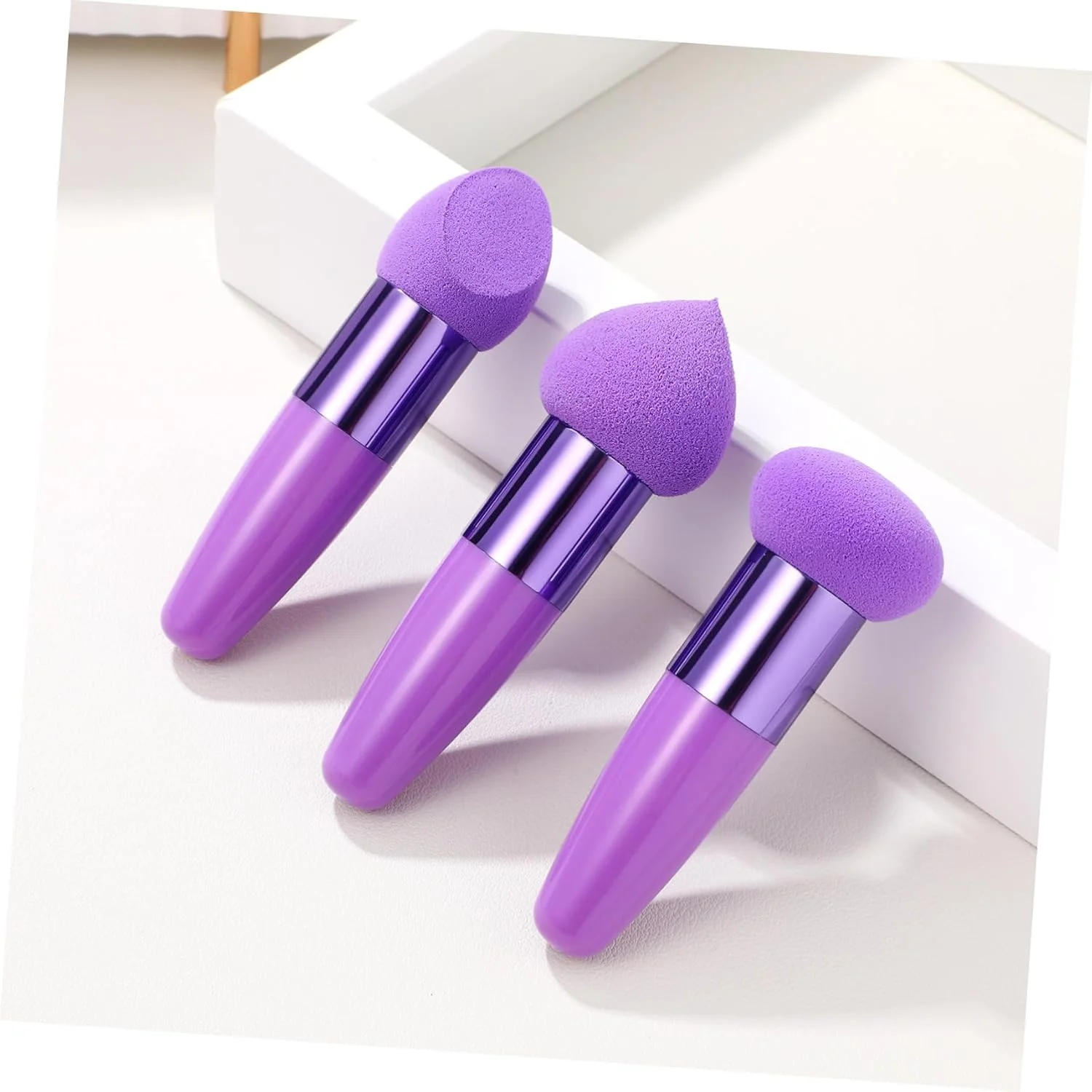 بیوتیفول 3 عدد اسفنج آرایشی با دسته، پد پودر قارچی، اسفنج ترکیب فونداسیون برای صورت - بنفش بیوتیفول 3 عدد اسفنج آرایشی با دسته، پد پودر قارچی، اسفنج ترکیب فونداسیون برای صورت - بنفش