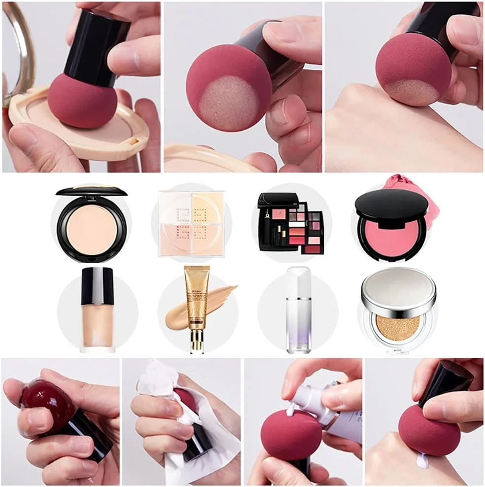 پدهای آرایشی قارچی Auswalar، ۷ عددی، با دسته و محفظه، مناسب برای آرایش، پد پودری اسفنجی با قابلیت استفاده دوگانه به صورت خشک و مرطوب برای کرم پودر، کانسیلر و پودر پدهای آرایشی قارچی Auswalar، ۷ عددی، با دسته و محفظه، مناسب برای آرایش، پد پودری اسفنجی با قابلیت استفاده دوگانه به صورت خشک و مرطوب برای کرم پودر، کانسیلر و پودر