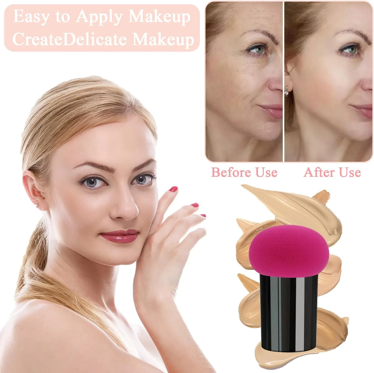 پدهای آرایشی قارچی Auswalar، ۷ عددی، با دسته و محفظه، مناسب برای آرایش، پد پودری اسفنجی با قابلیت استفاده دوگانه به صورت خشک و مرطوب برای کرم پودر، کانسیلر و پودر پدهای آرایشی قارچی Auswalar، ۷ عددی، با دسته و محفظه، مناسب برای آرایش، پد پودری اسفنجی با قابلیت استفاده دوگانه به صورت خشک و مرطوب برای کرم پودر، کانسیلر و پودر