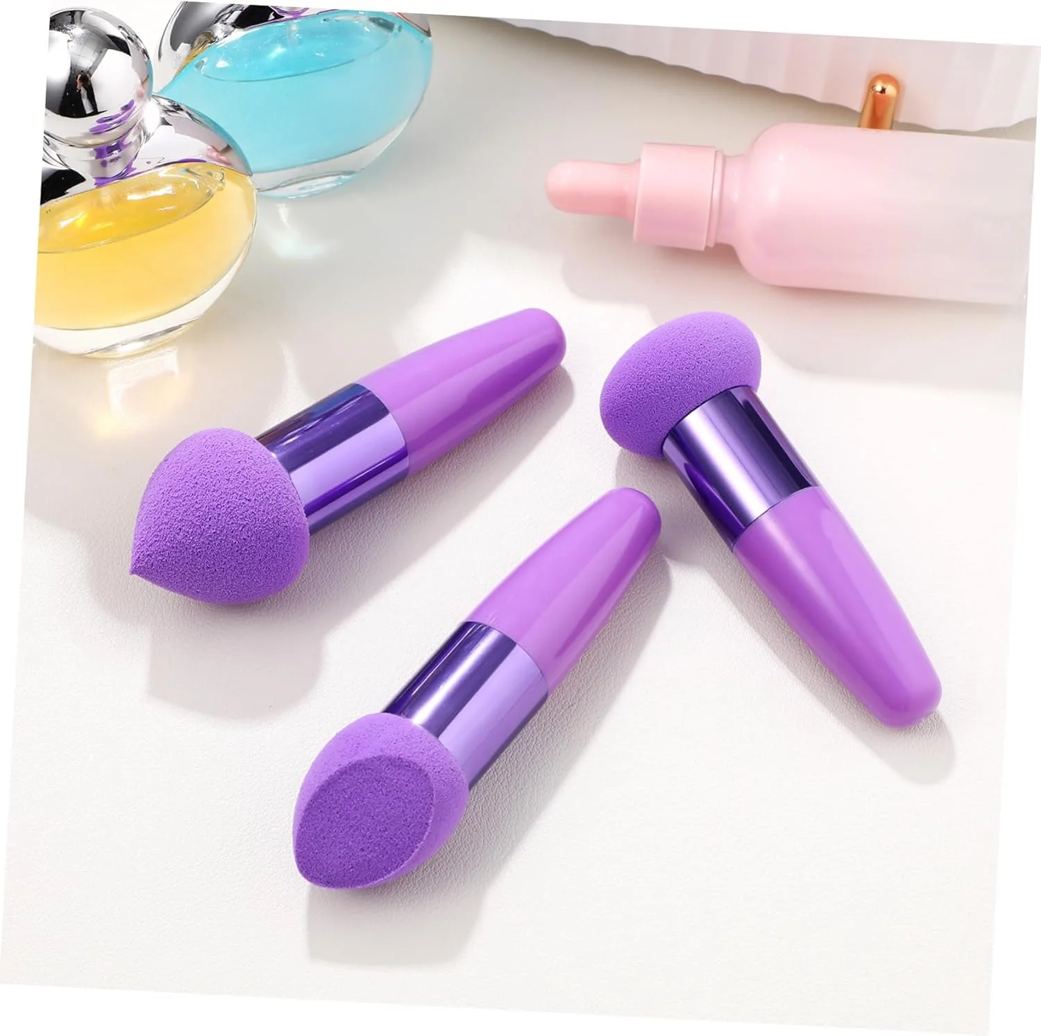 بیوتیفول 3 عدد اسفنج آرایشی با دسته، پد پودر قارچی، اسفنج ترکیب فونداسیون برای صورت - بنفش بیوتیفول 3 عدد اسفنج آرایشی با دسته، پد پودر قارچی، اسفنج ترکیب فونداسیون برای صورت - بنفش